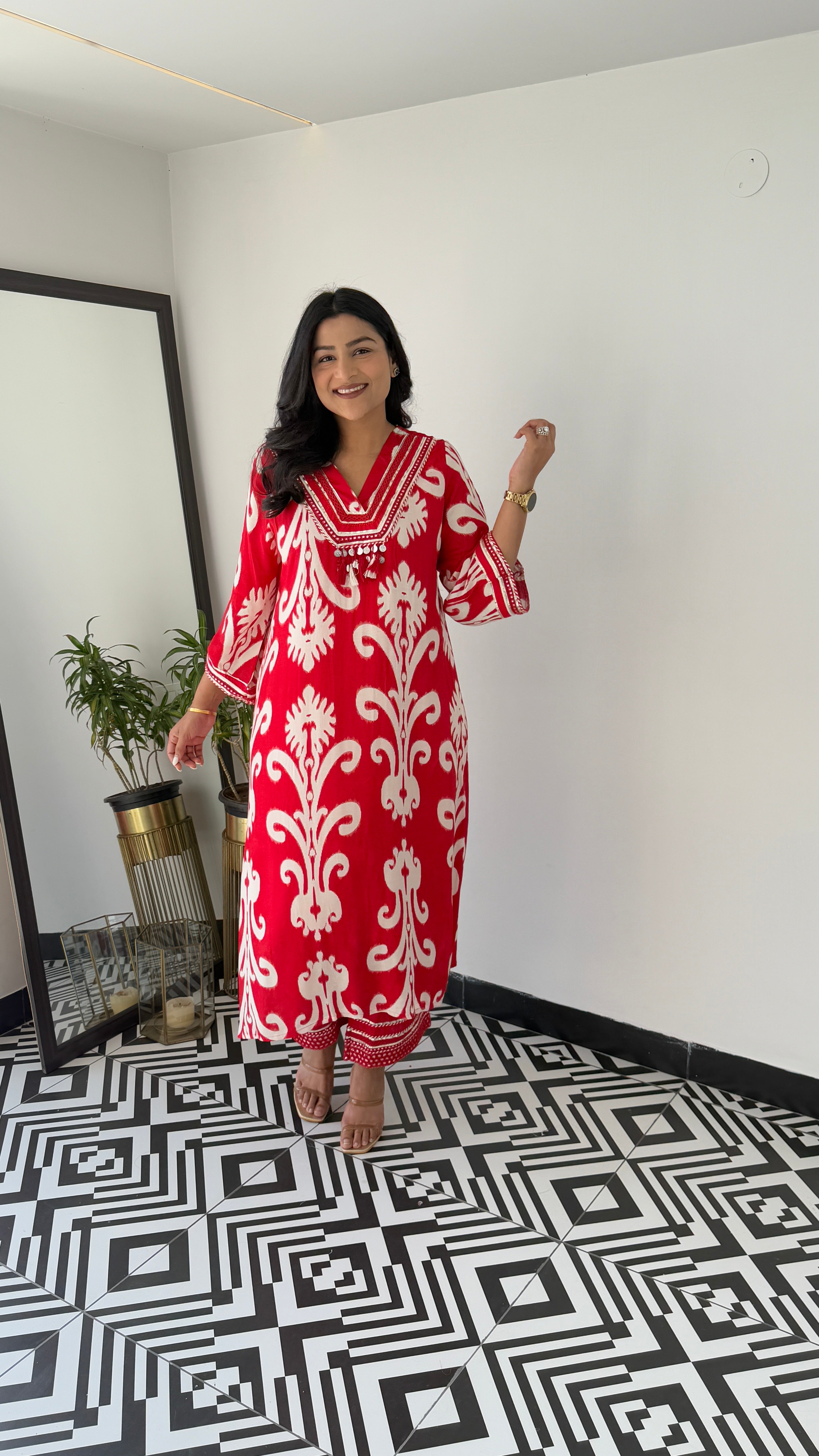 Ibadat Pure Red Muslin Suit Set