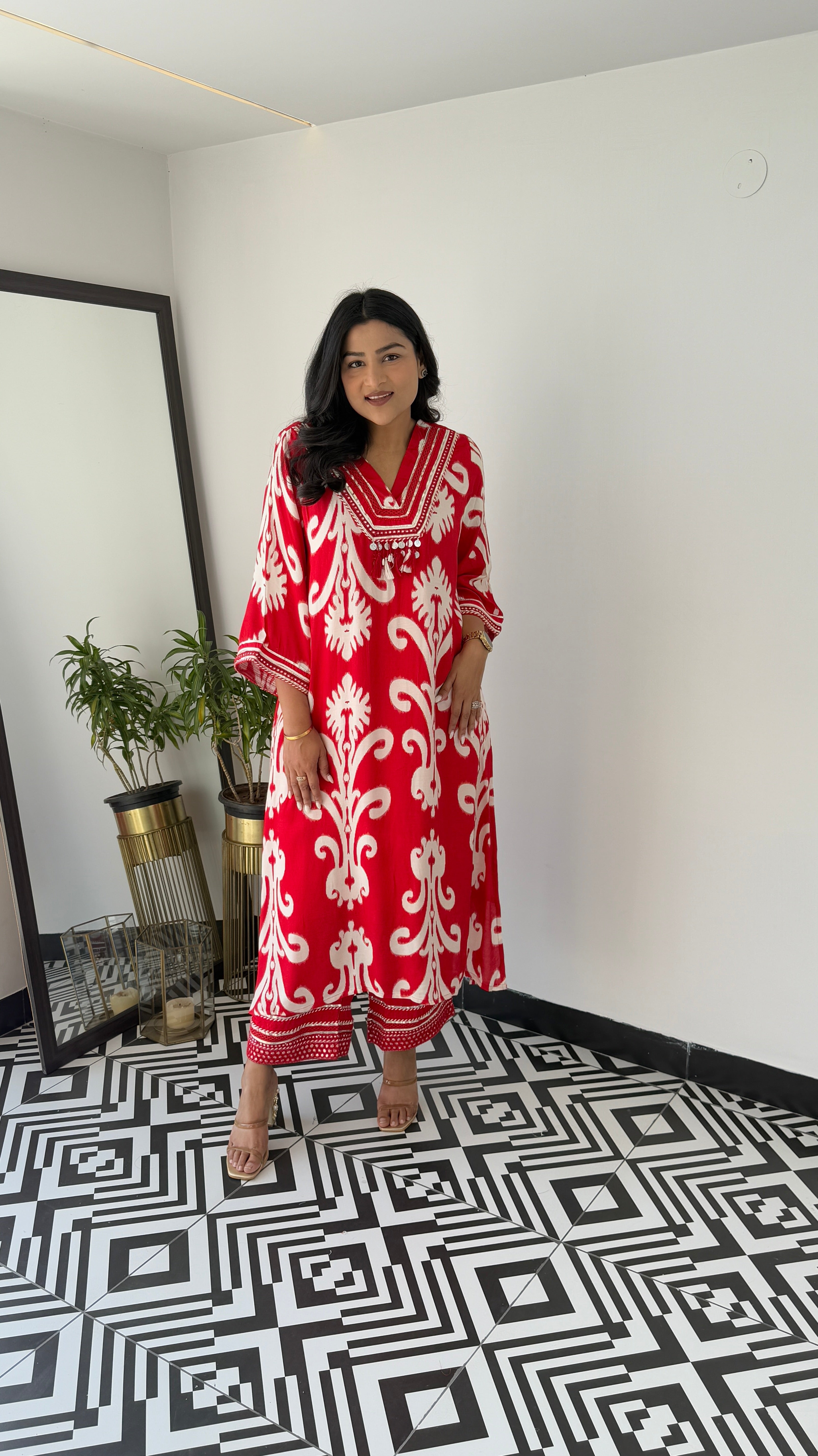 Ibadat Pure Red Muslin Suit Set