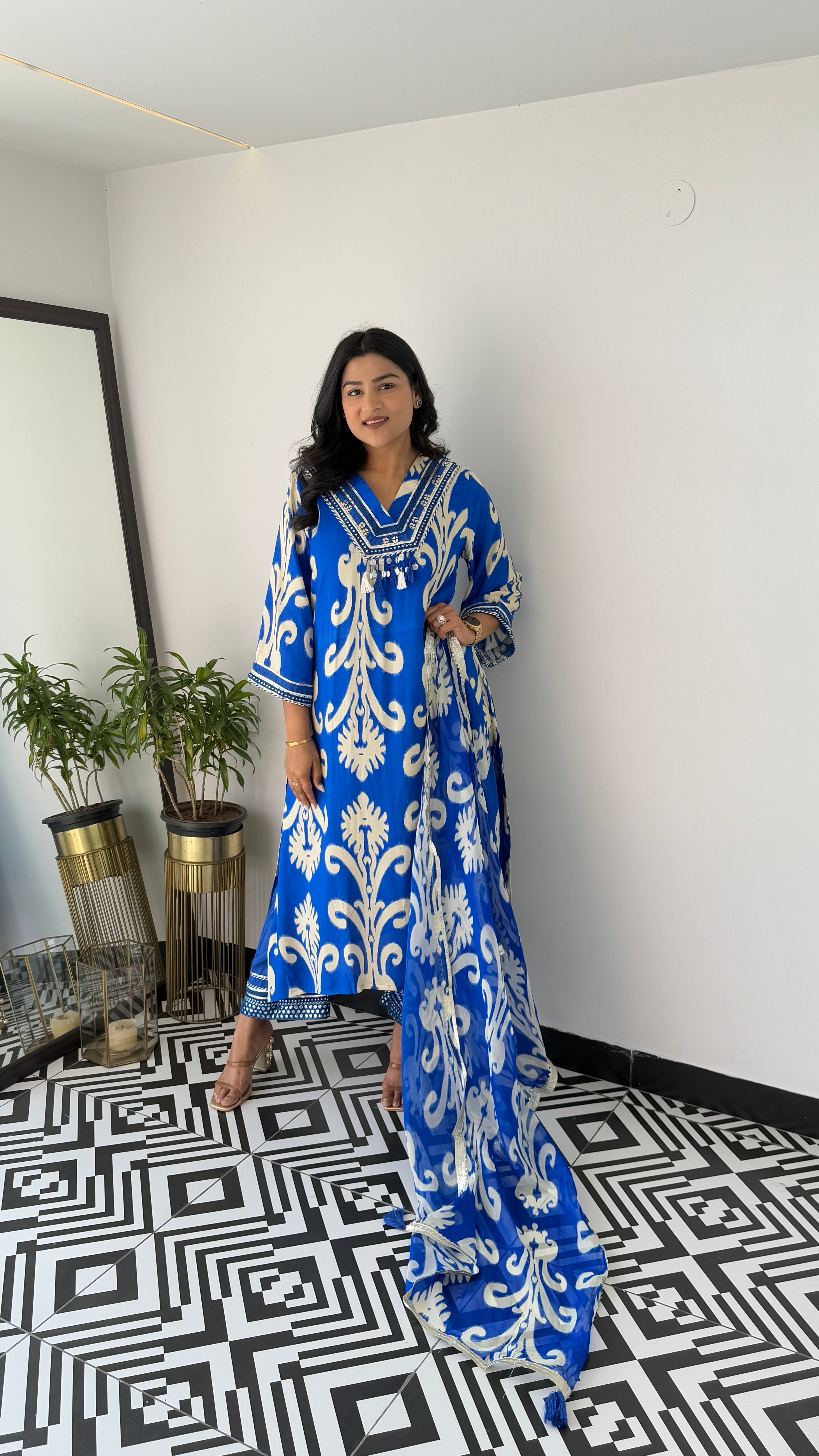 Ibadat Pure Blue Muslin Suit Set