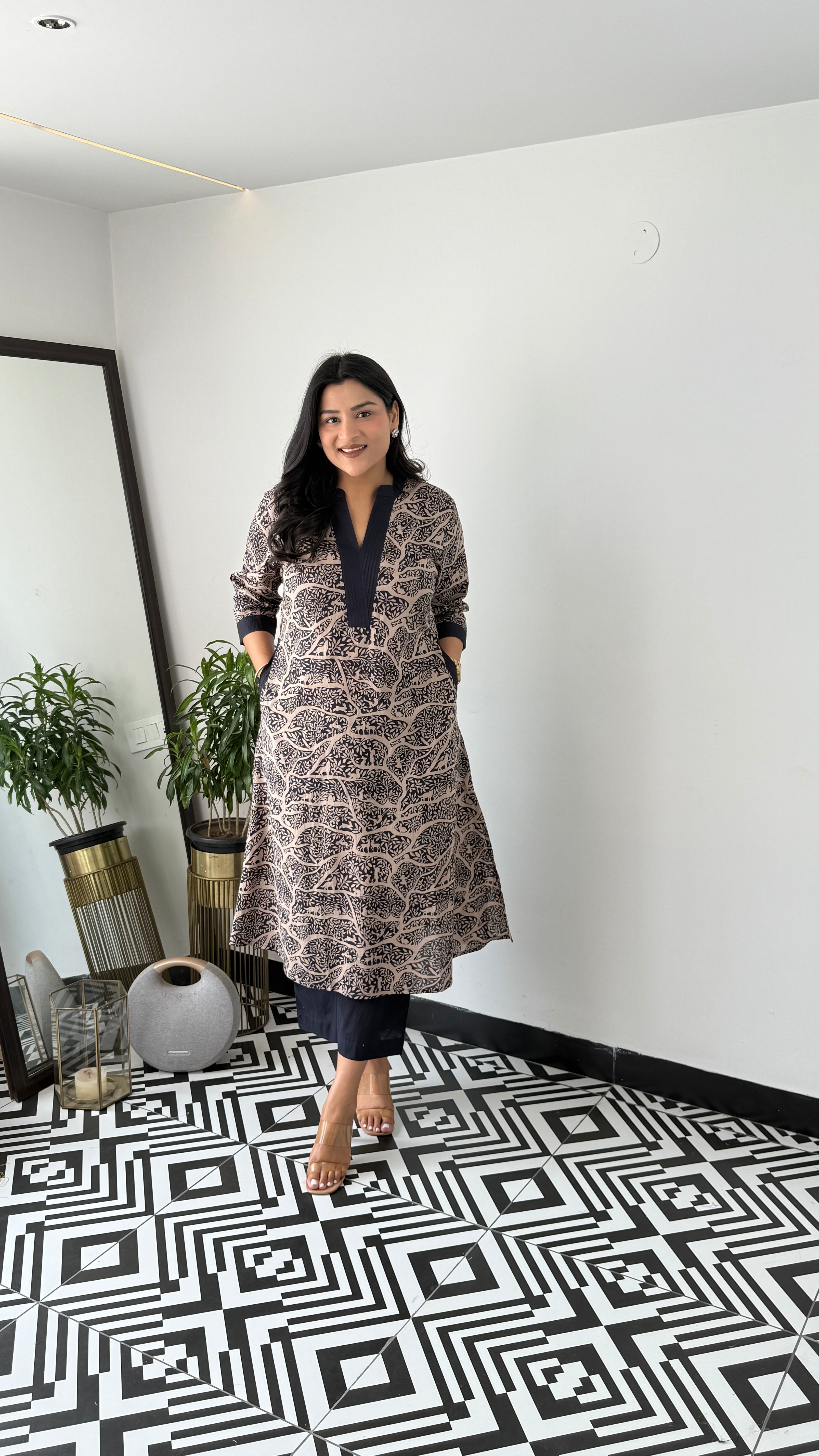 Jungle Black Kurta Pants