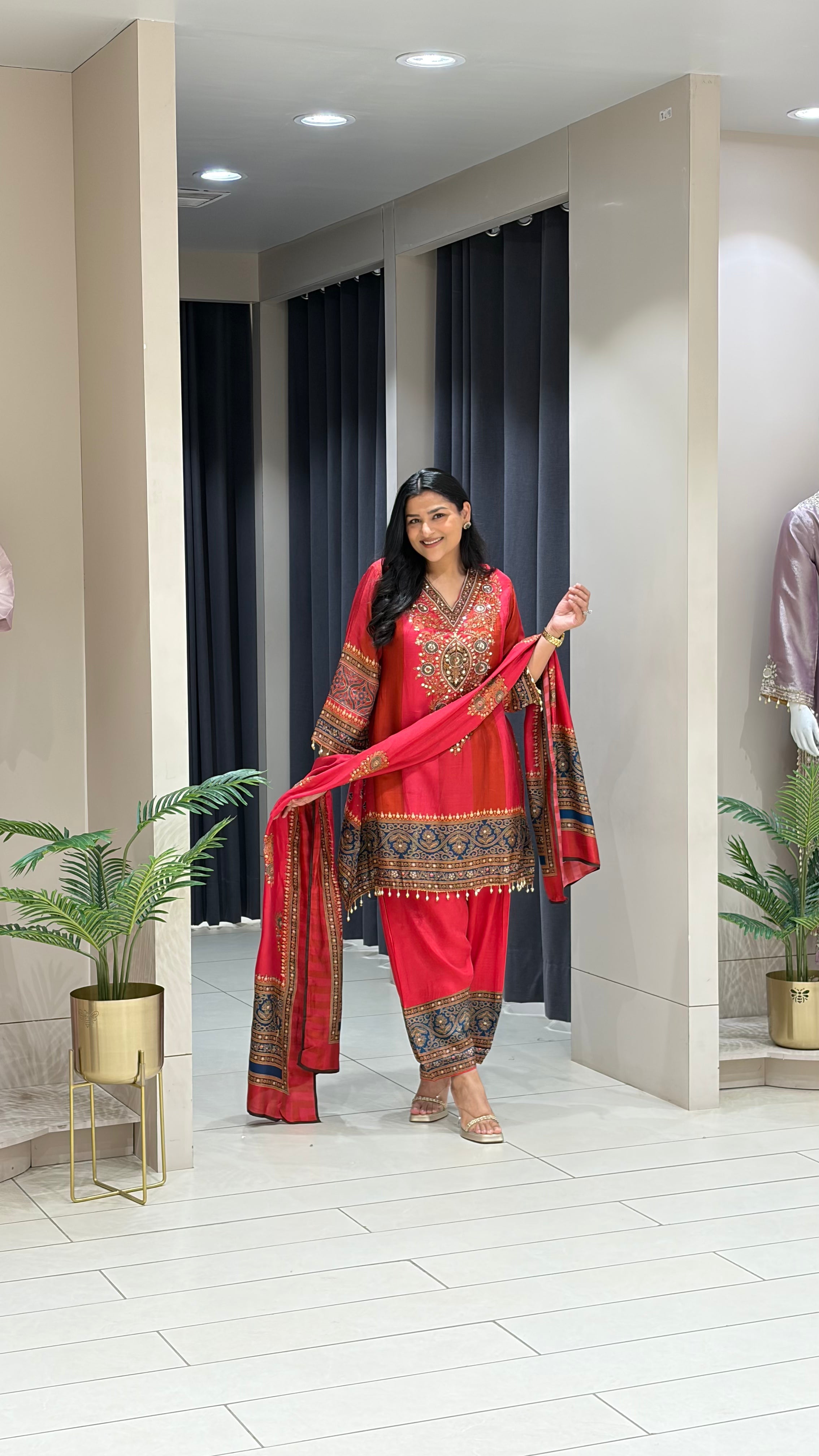 Pink Multicolor Silk Suit Set shrisa.in