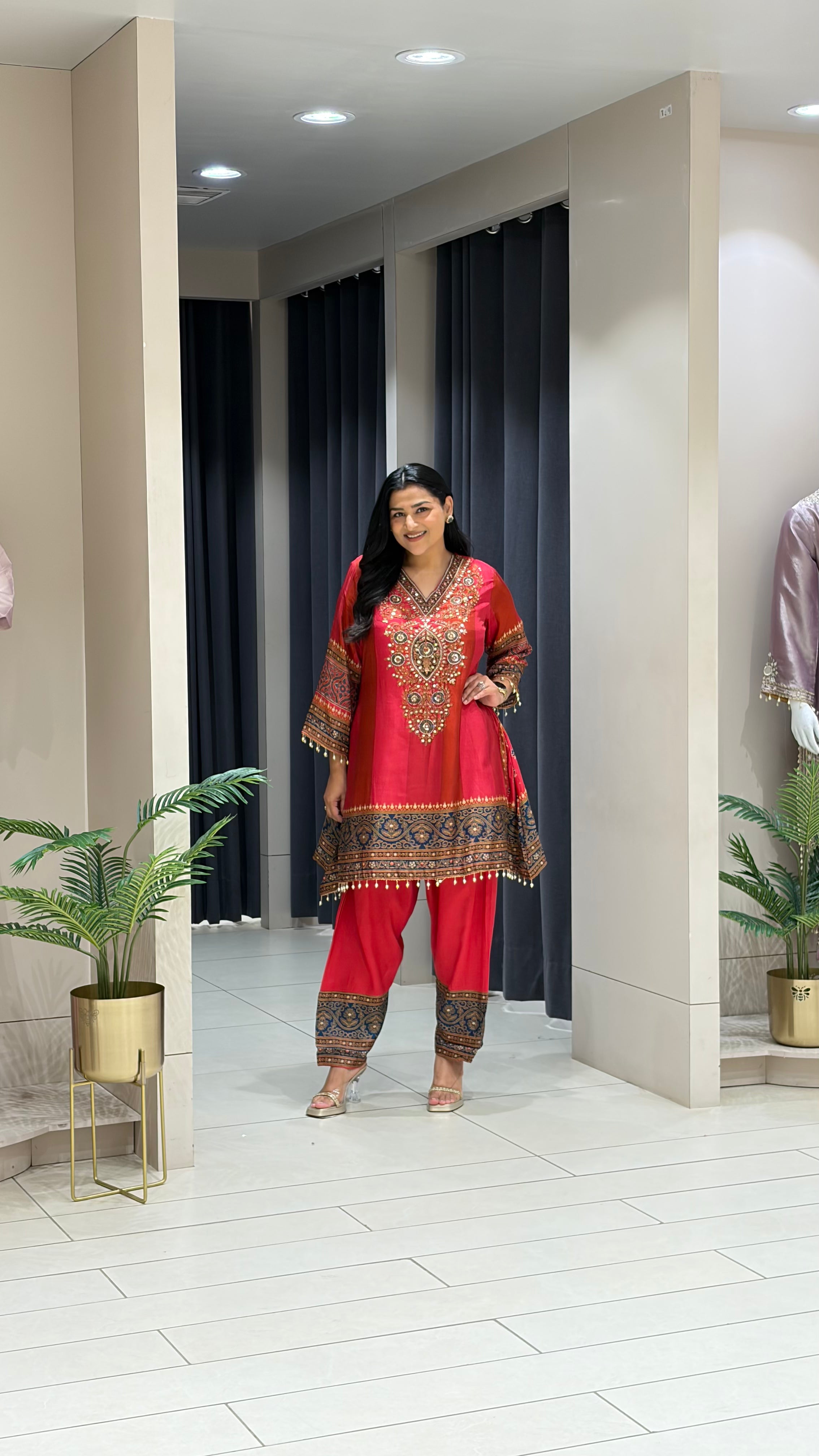 Pink Multicolor Silk Suit Set shrisa.in