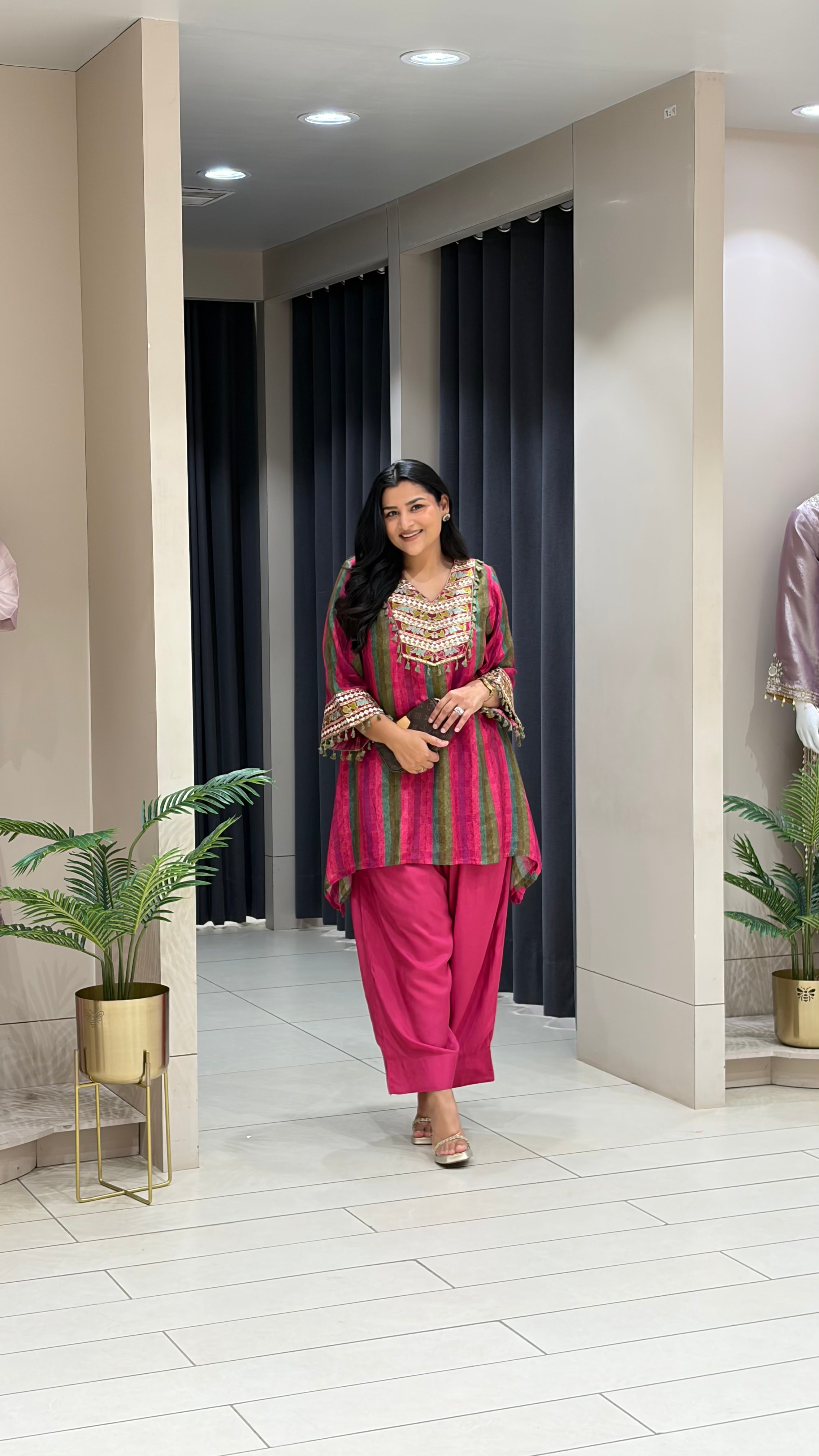 Pink and Green Farshi Cord Set shrisa.in