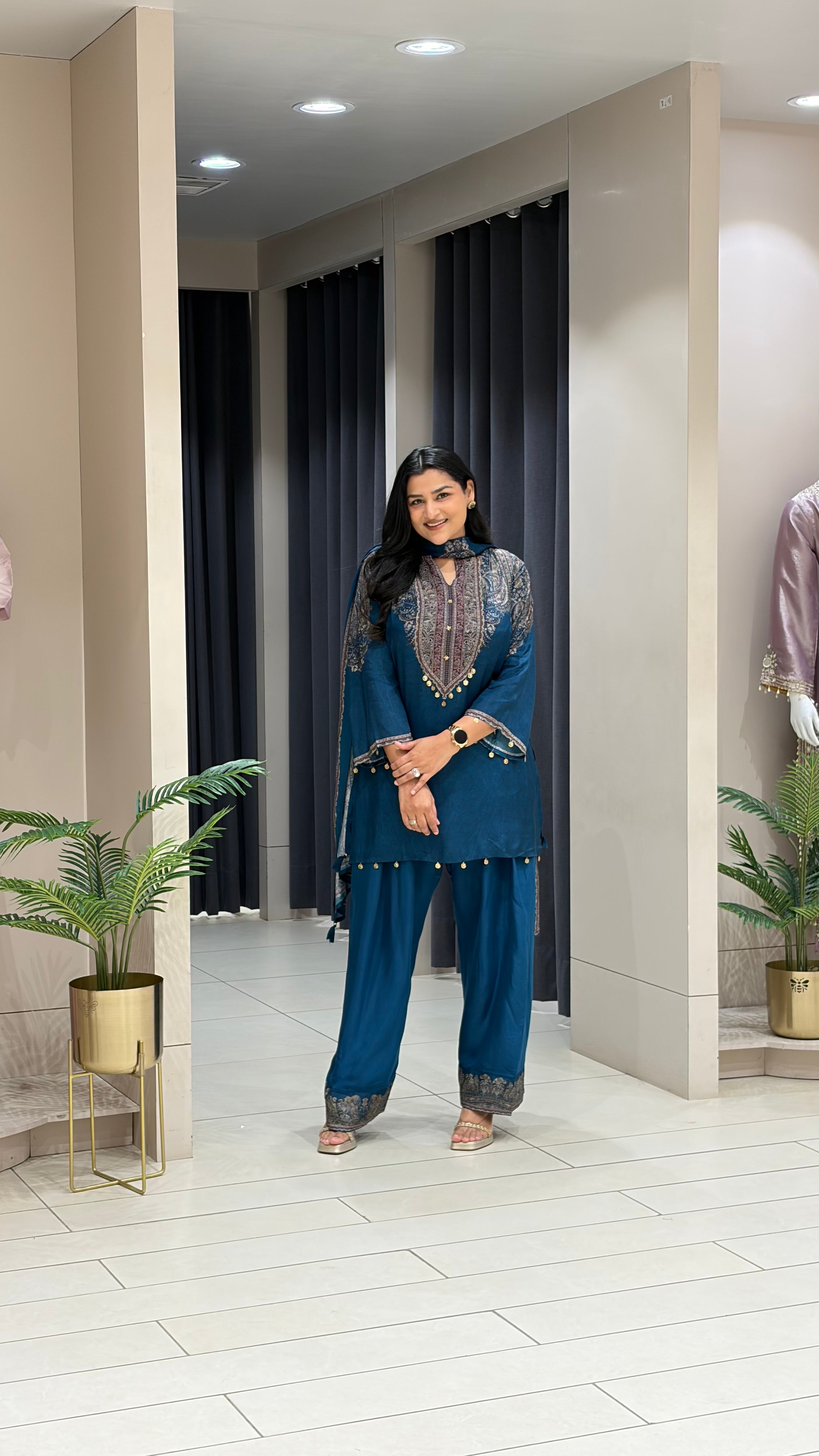 Blue Farshi Muslin Cord Set shrisa.in