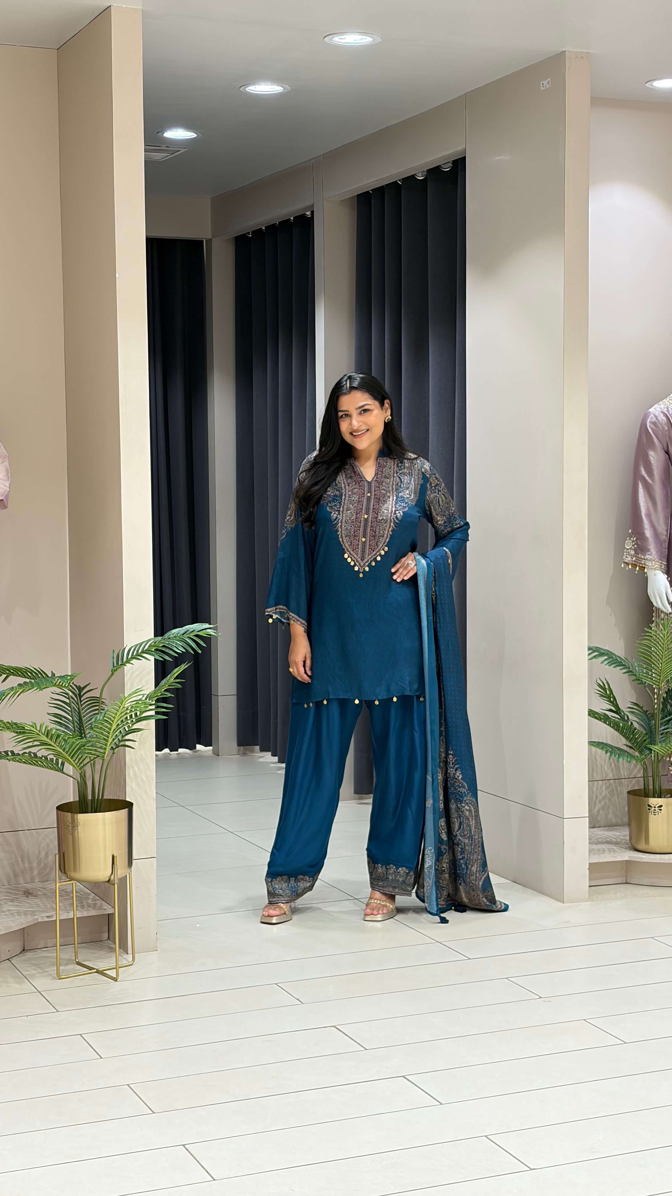 Blue Farshi Muslin Cord Set shrisa.in