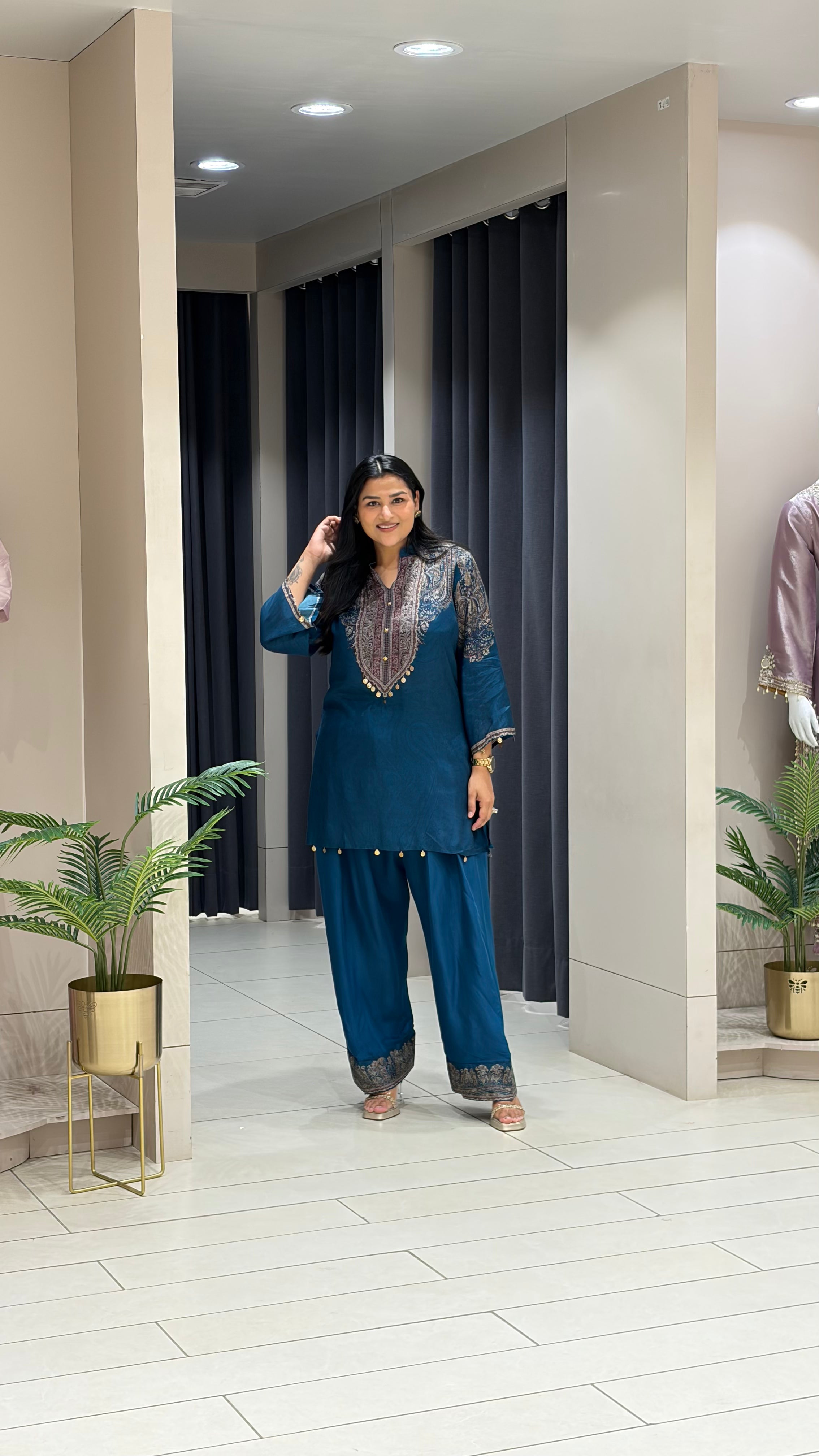 Blue Farshi Muslin Cord Set shrisa.in