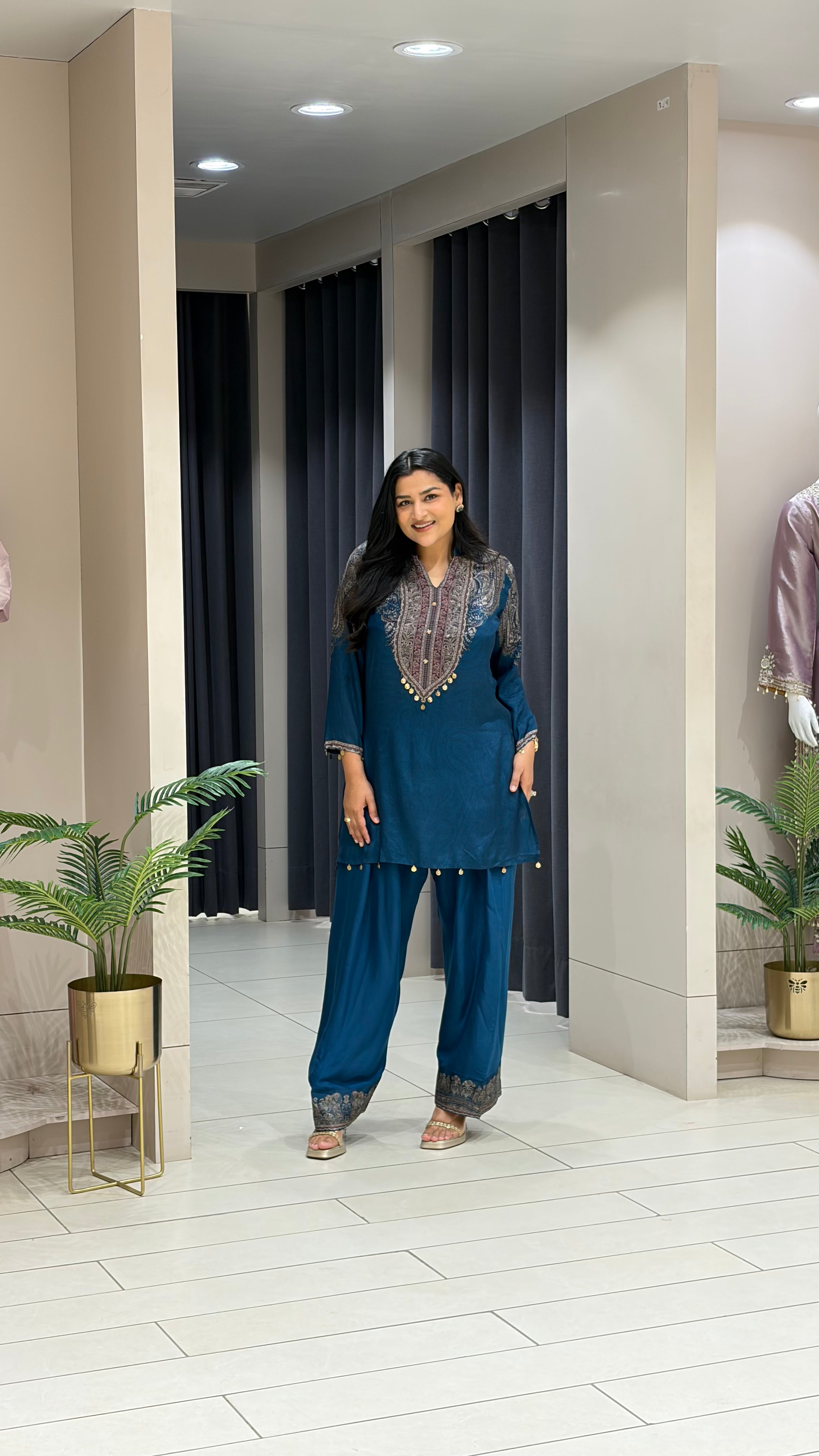 Blue Farshi Muslin Cord Set shrisa.in