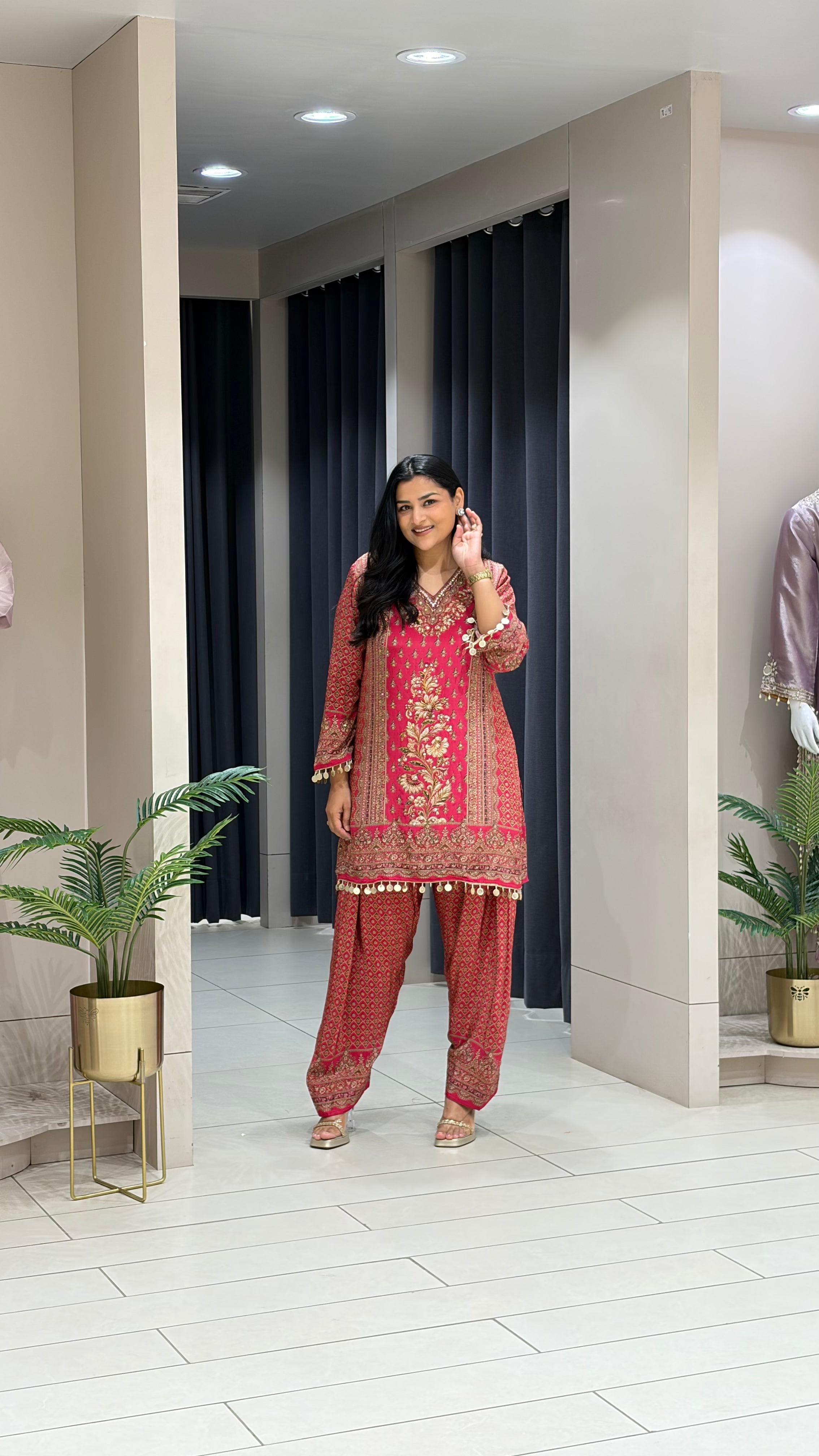 Rani Multiprint Crepe Farshi Suit Set shrisa.in