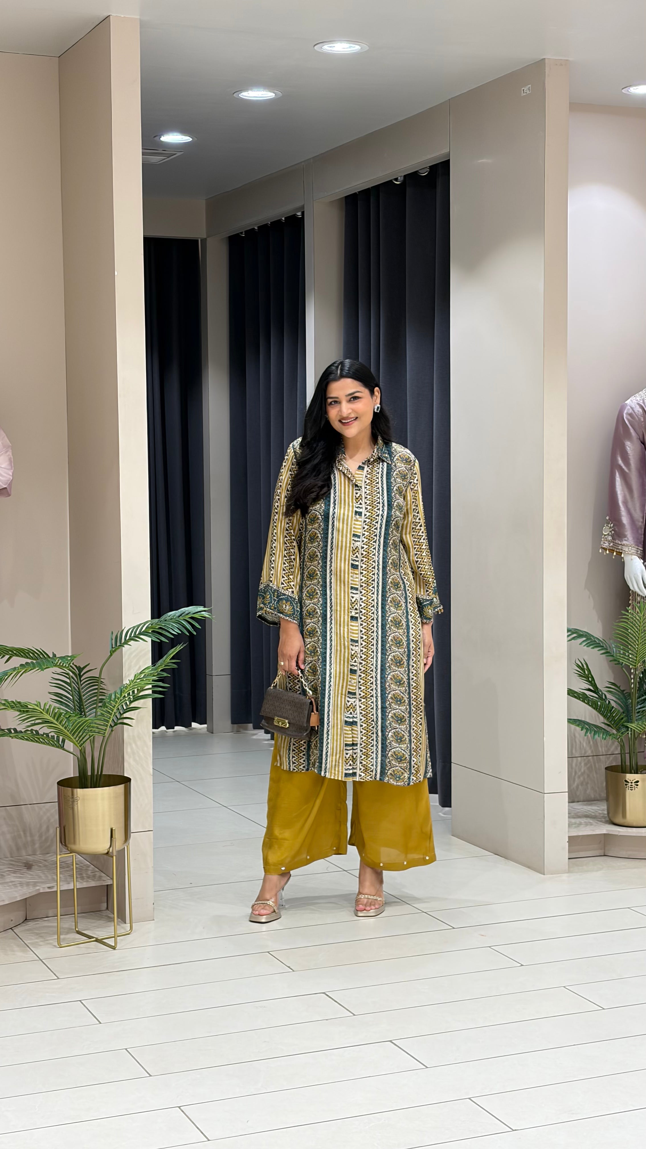 Blue and Green Muslin Kurta Pants shrisa.in