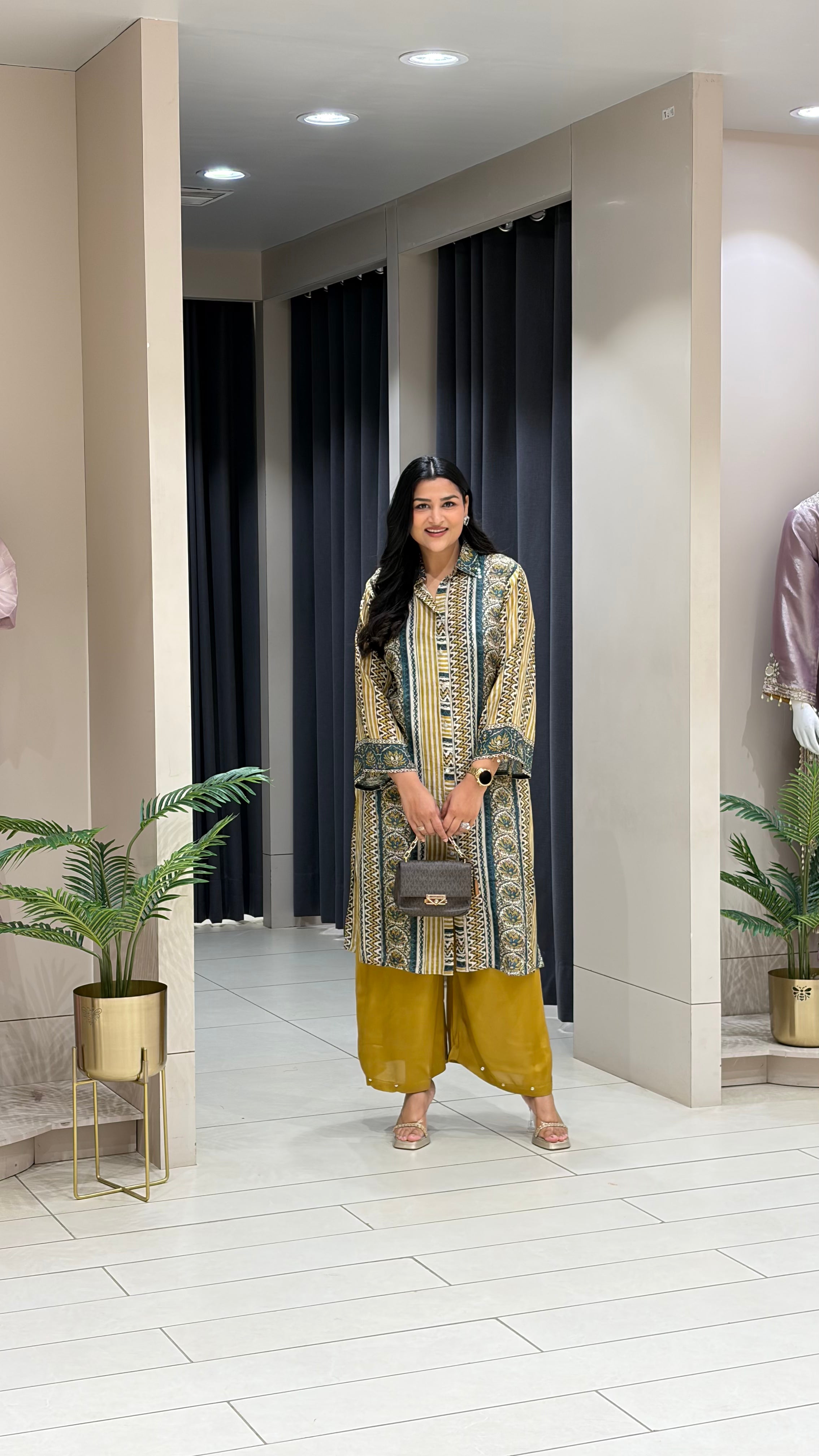 Blue and Green Muslin Kurta Pants shrisa.in