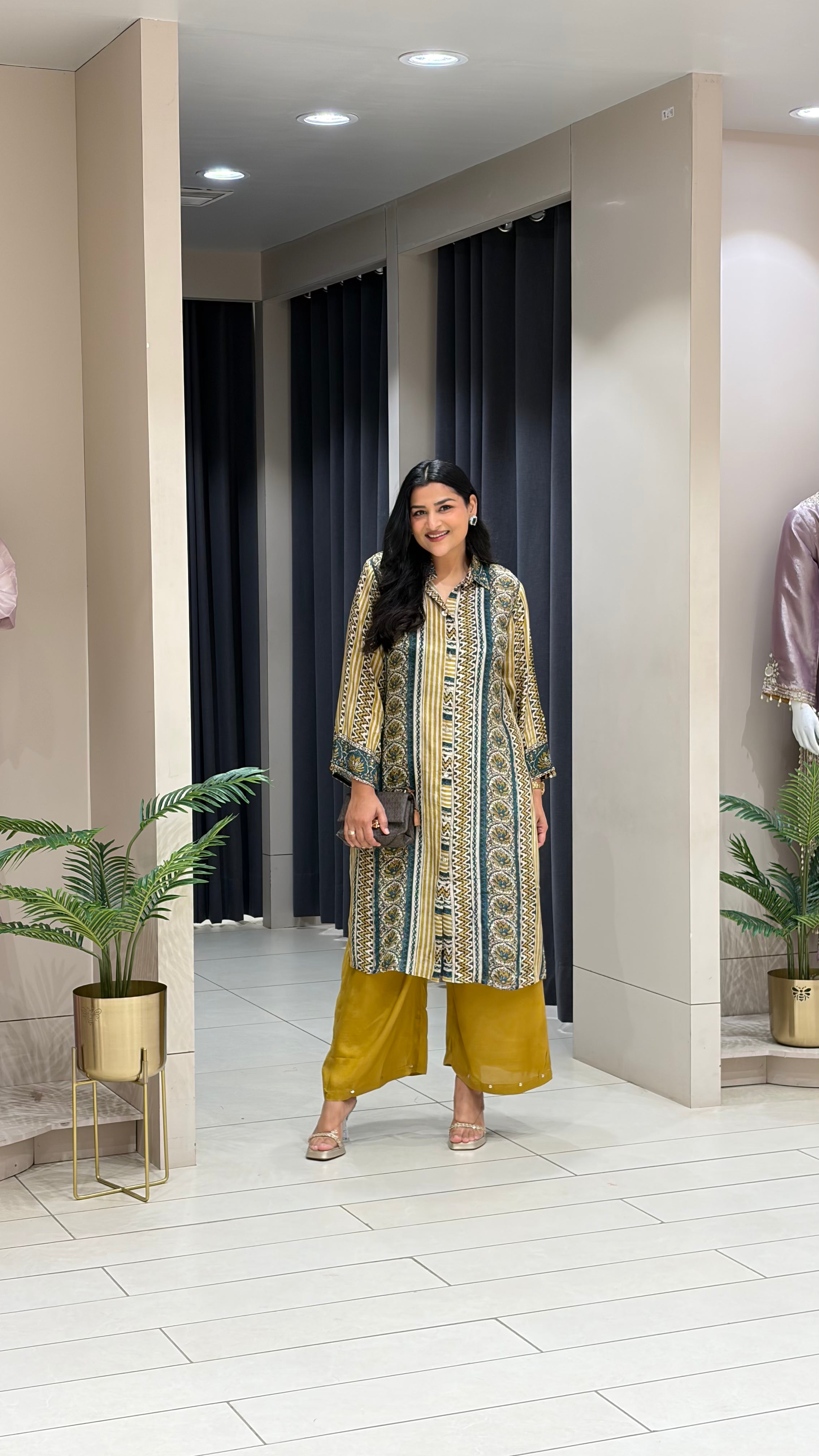 Blue and Green Muslin Kurta Pants shrisa.in
