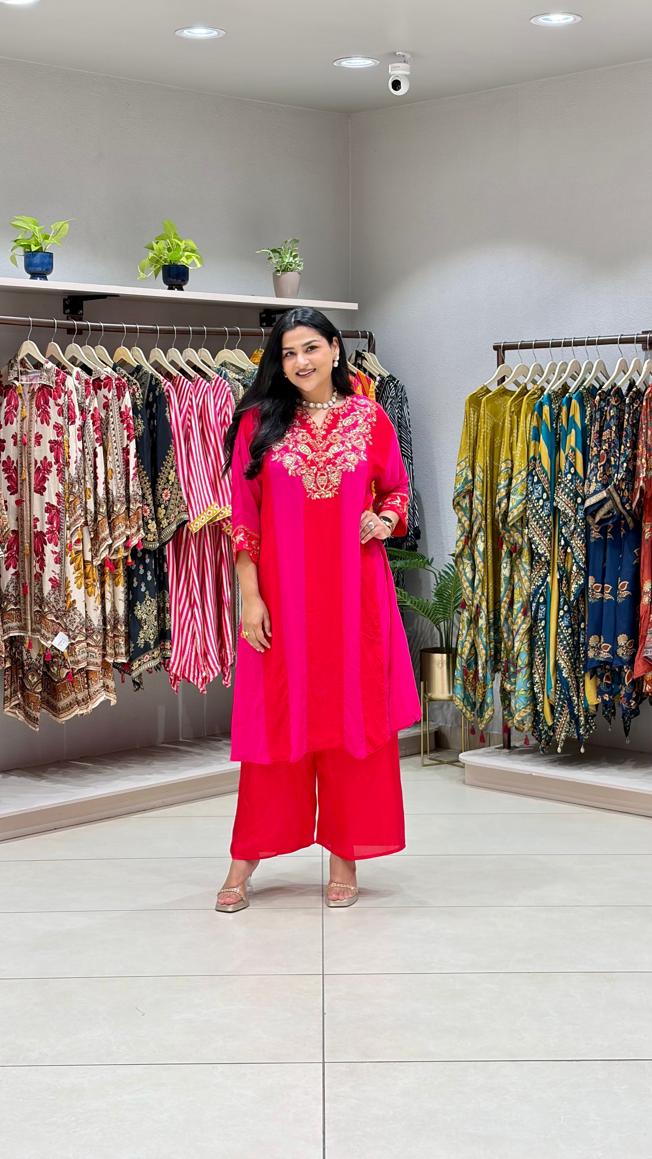 Pure Crepe Pink Cord Set shrisa.in
