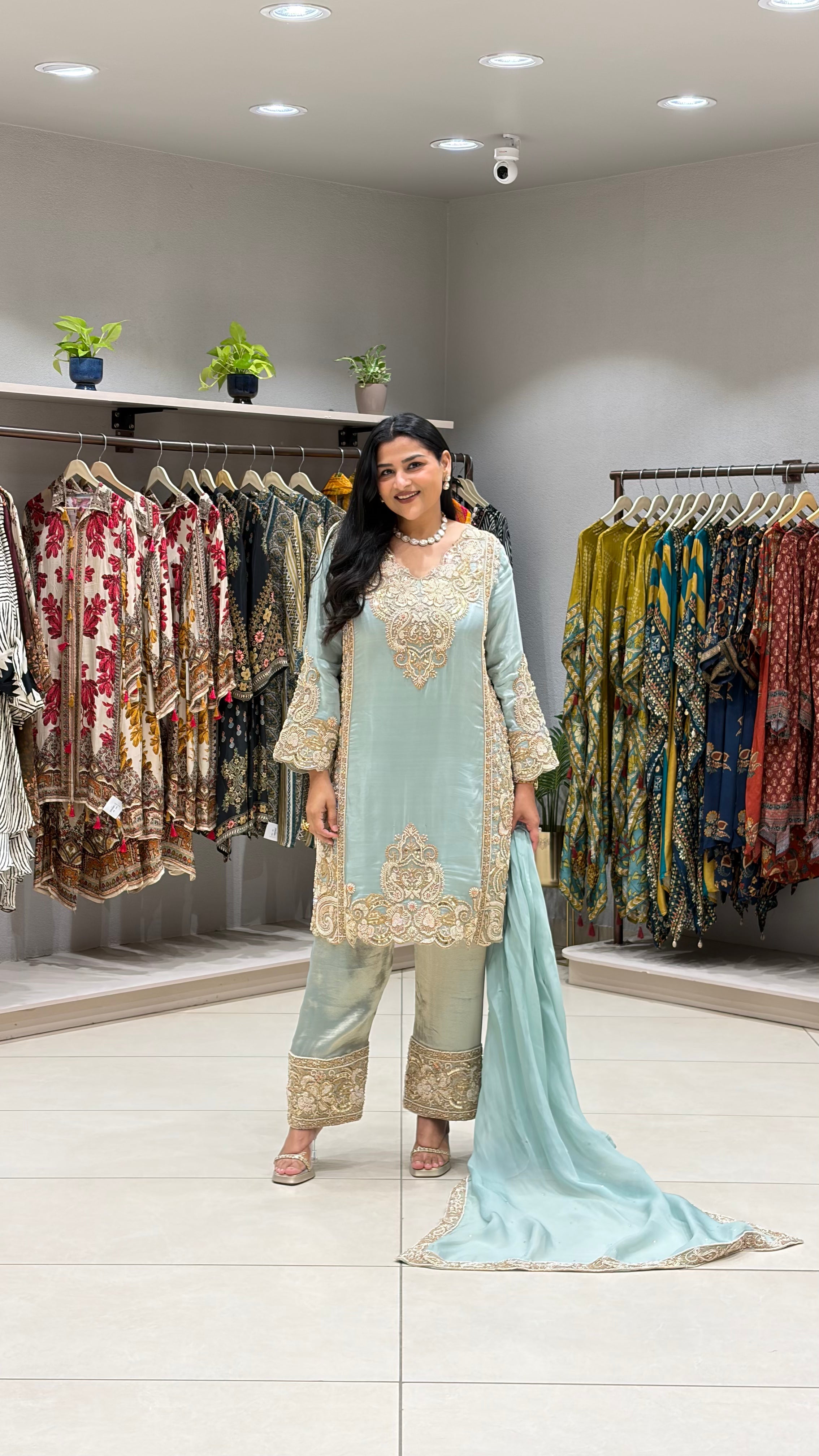 Pure Crepe Premium Handwork Farshi Suit Set shrisa.in