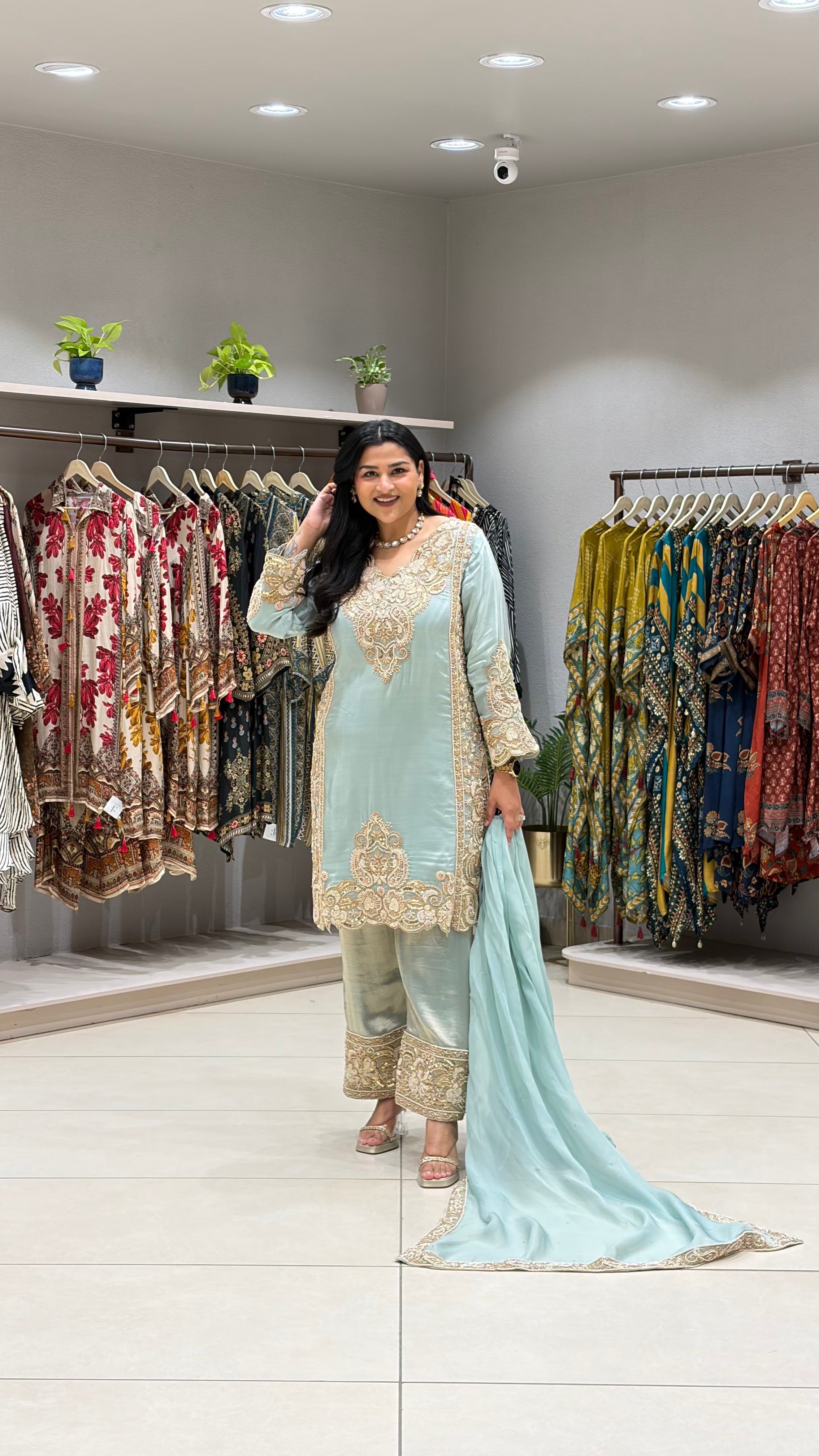 Pure Crepe Premium Handwork Farshi Suit Set shrisa.in