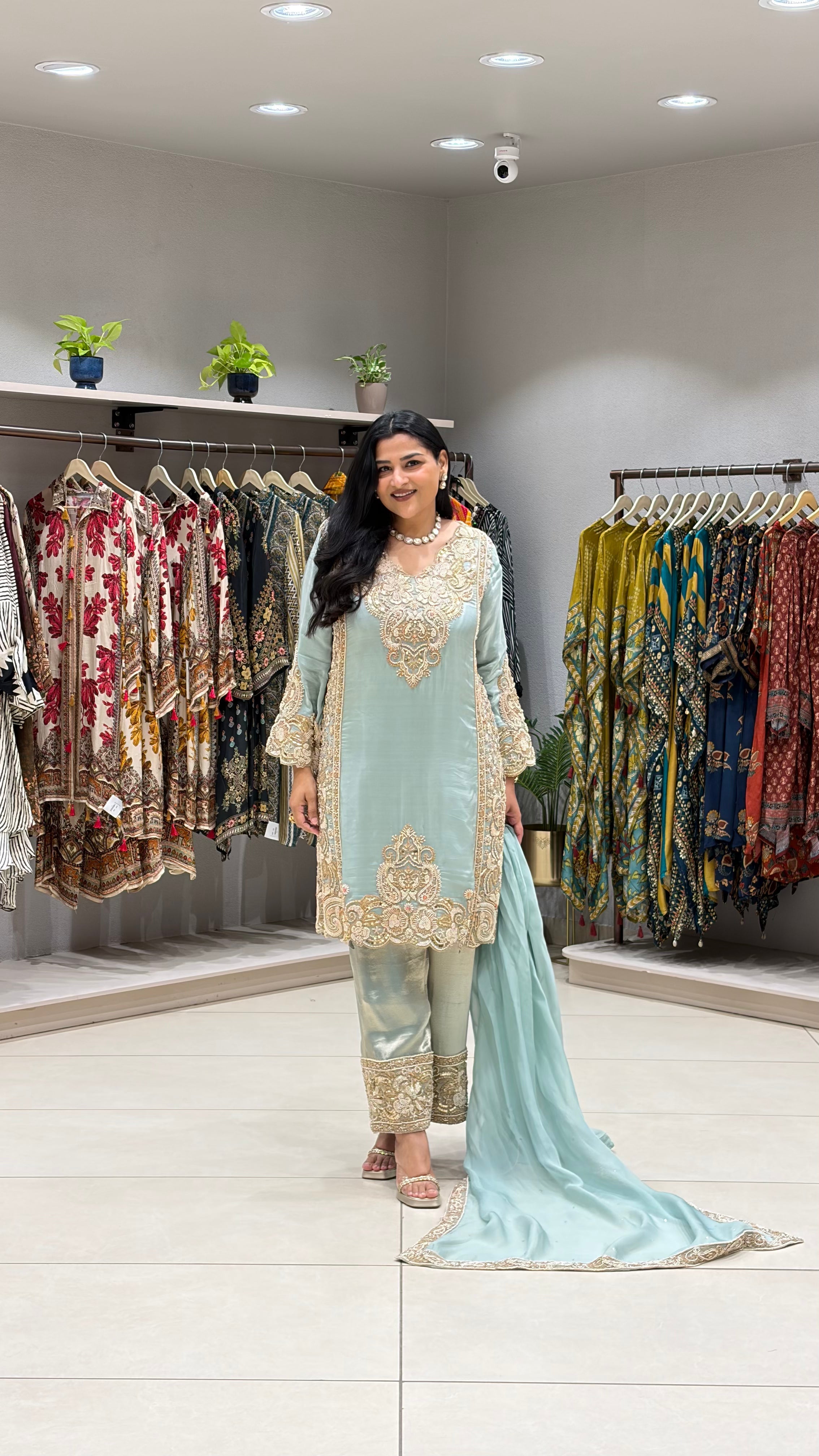 Pure Crepe Premium Handwork Farshi Suit Set shrisa.in