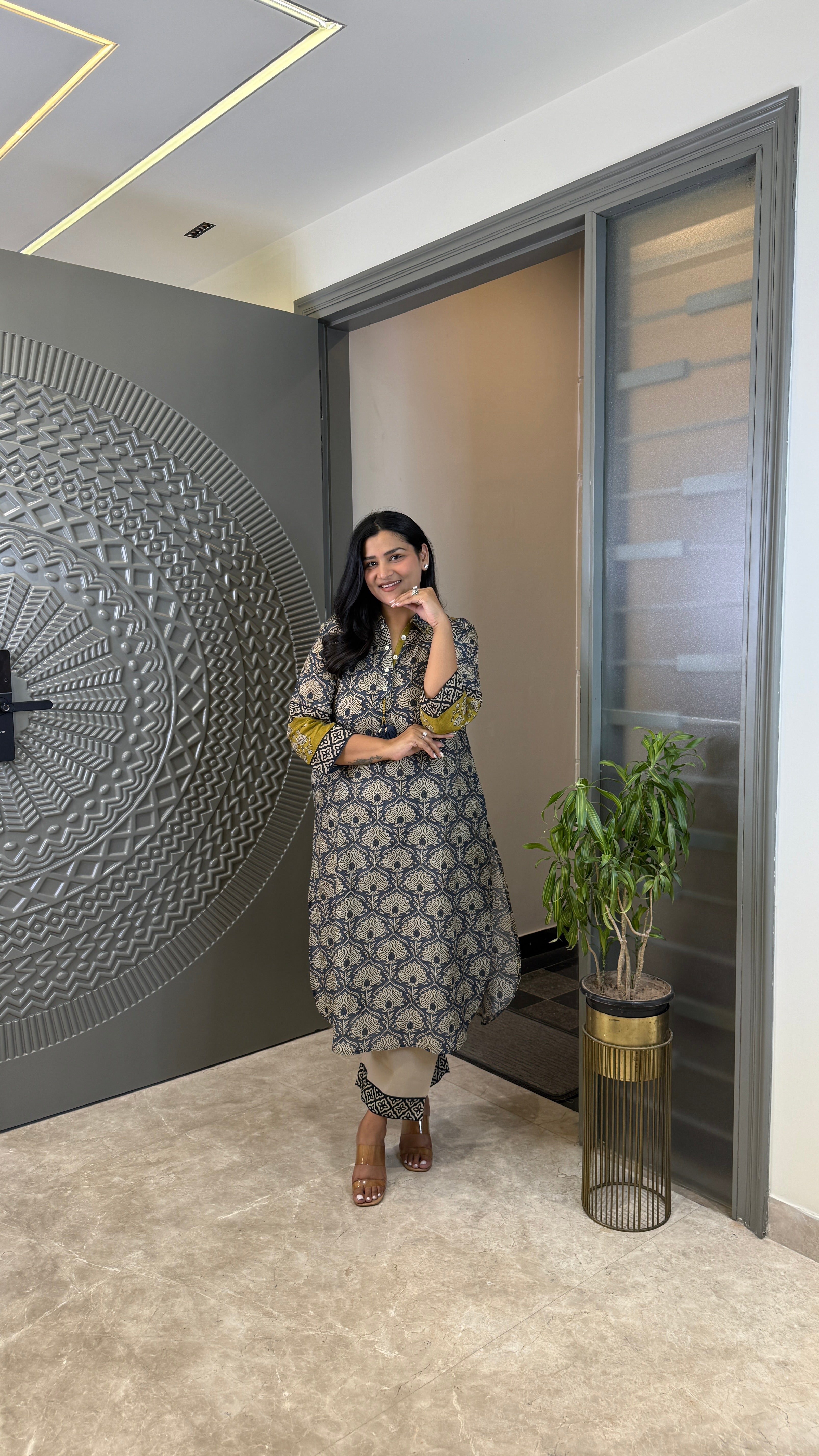 Blue Collar Muslin Kurta Pants shrisa.in