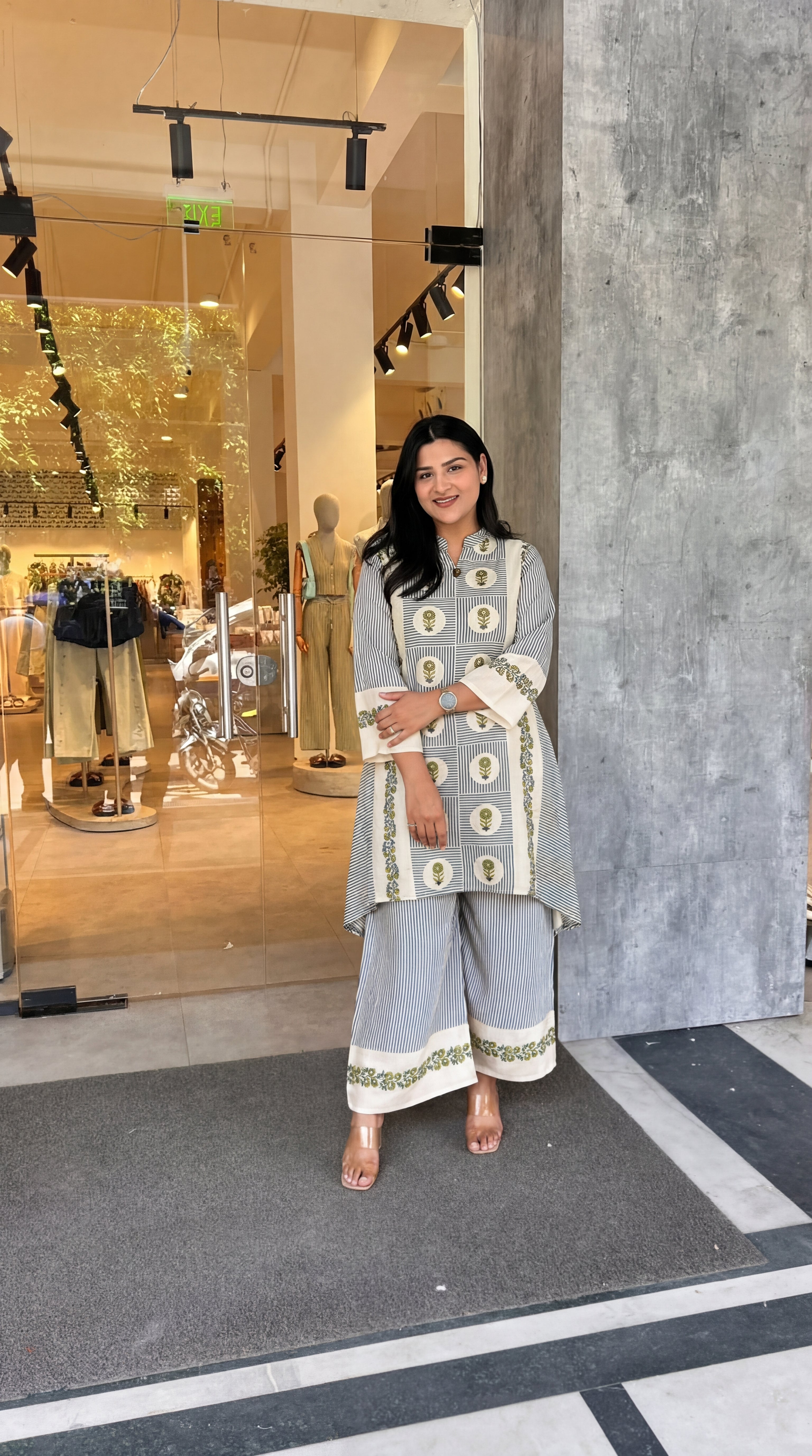 Premium Green Mughal Stripes Kurta Pants shrisa.in