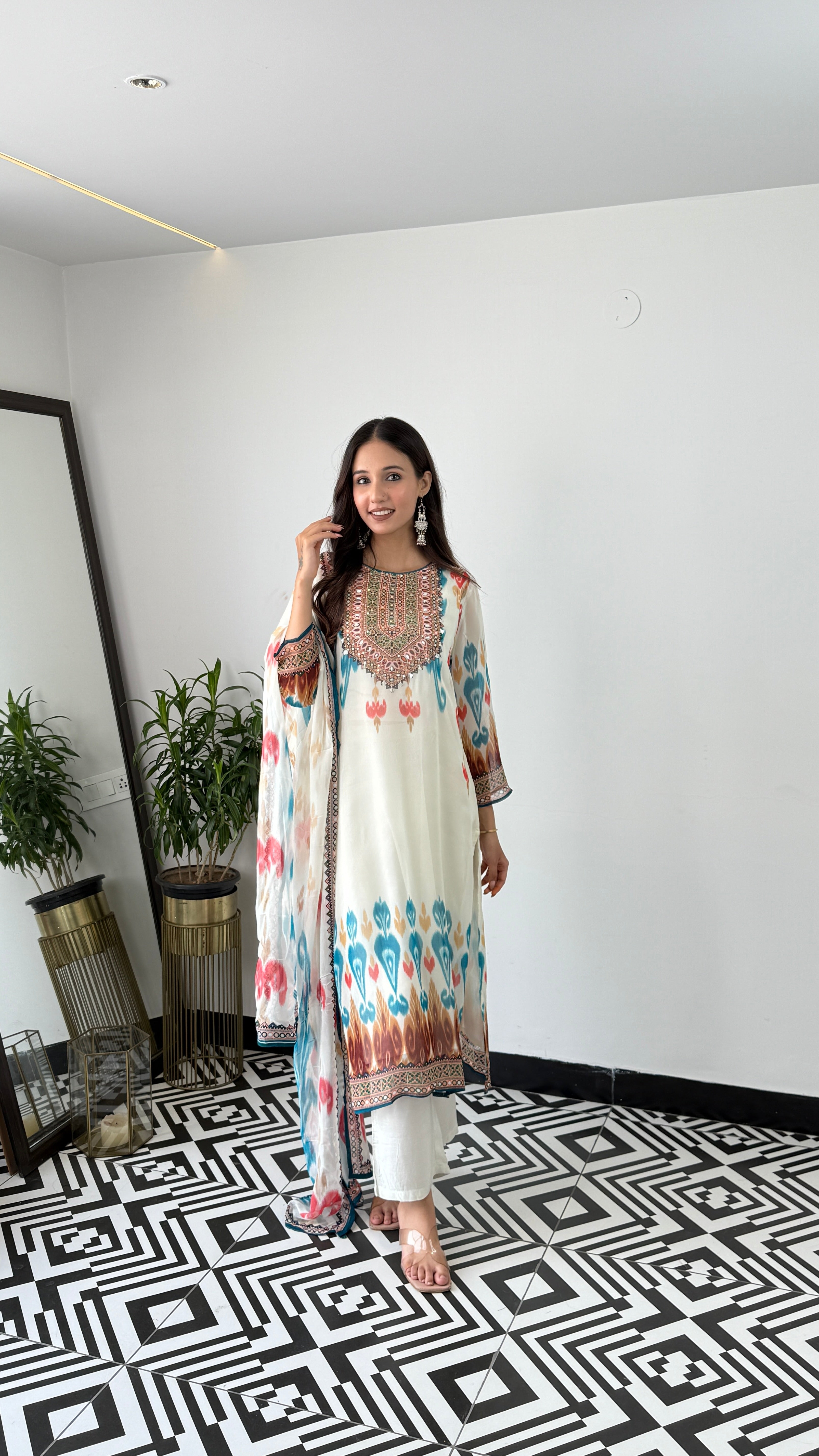 Ikkat Organza Suit Set