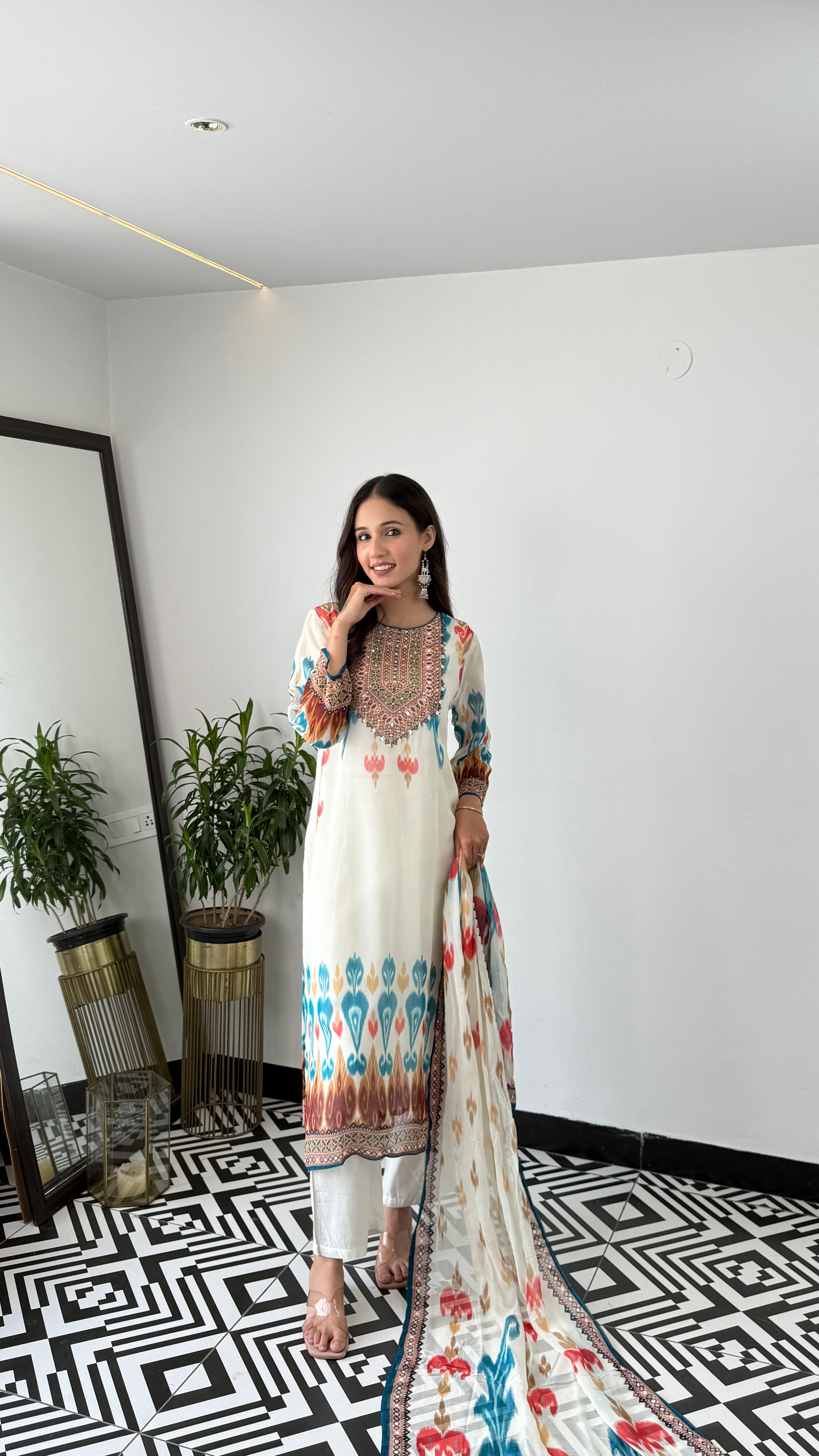 Ikkat Organza Suit Set