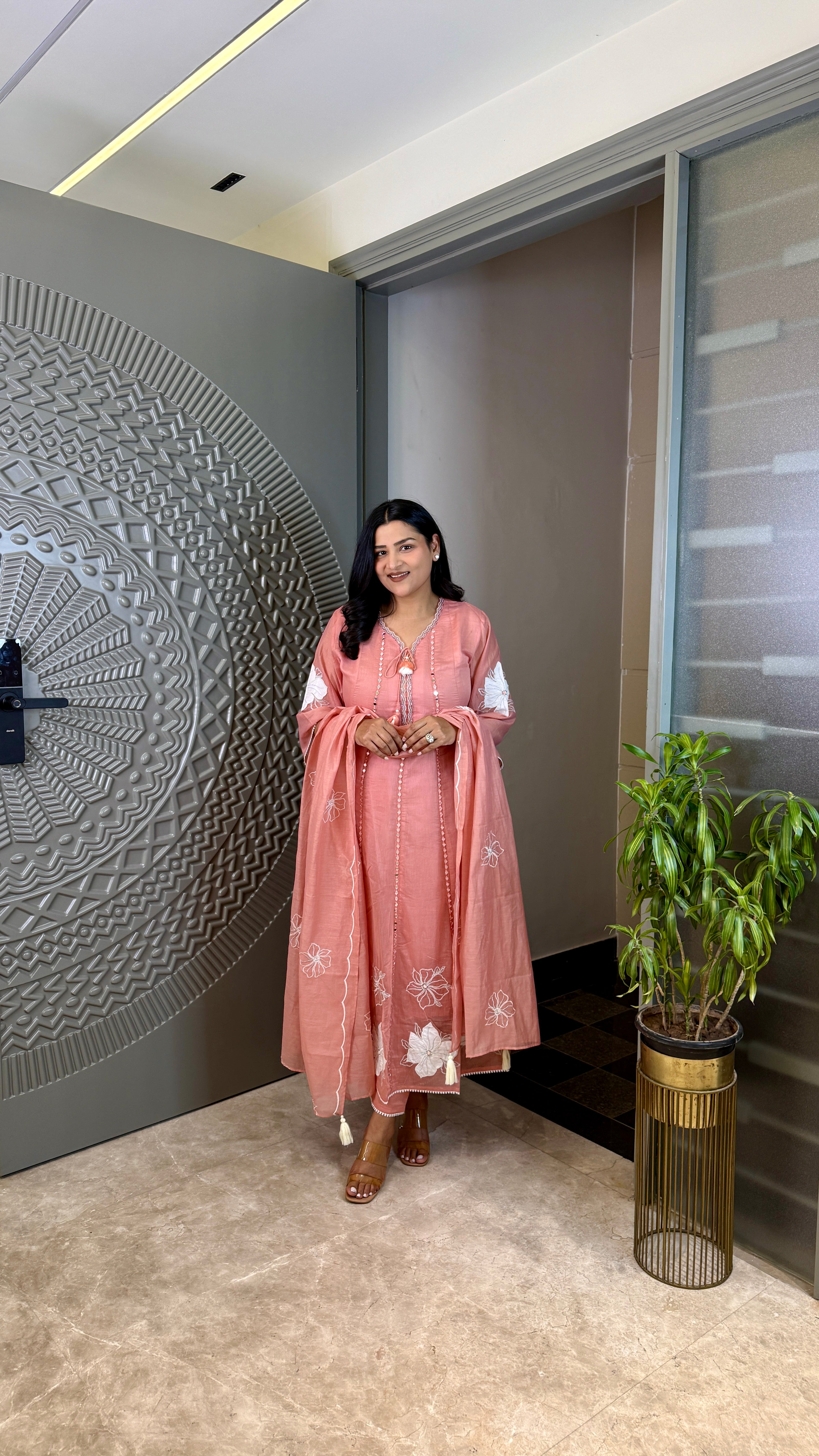 Soft Pink Anarkali Suit Set shrisa.in