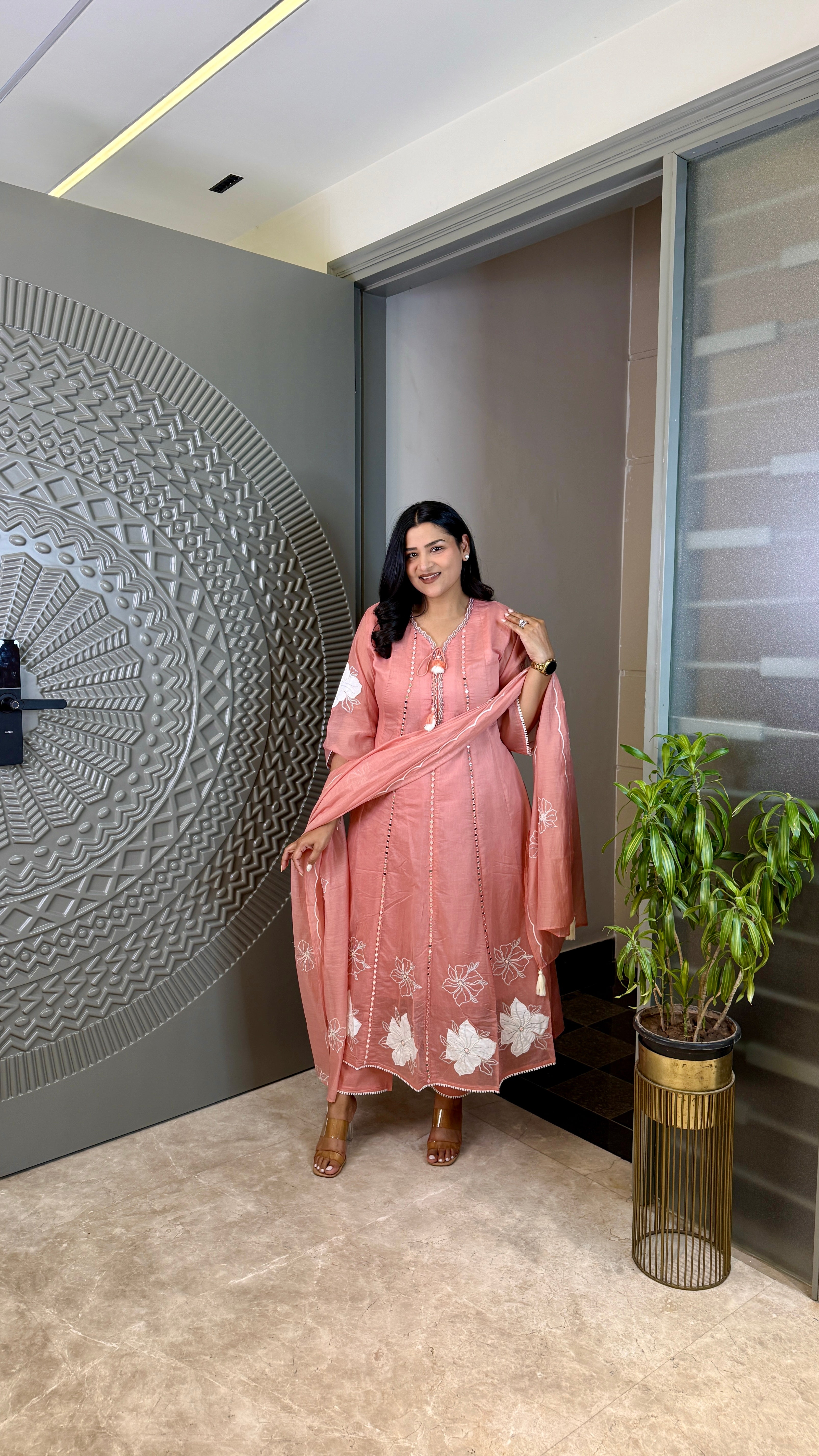 Soft Pink Anarkali Suit Set shrisa.in