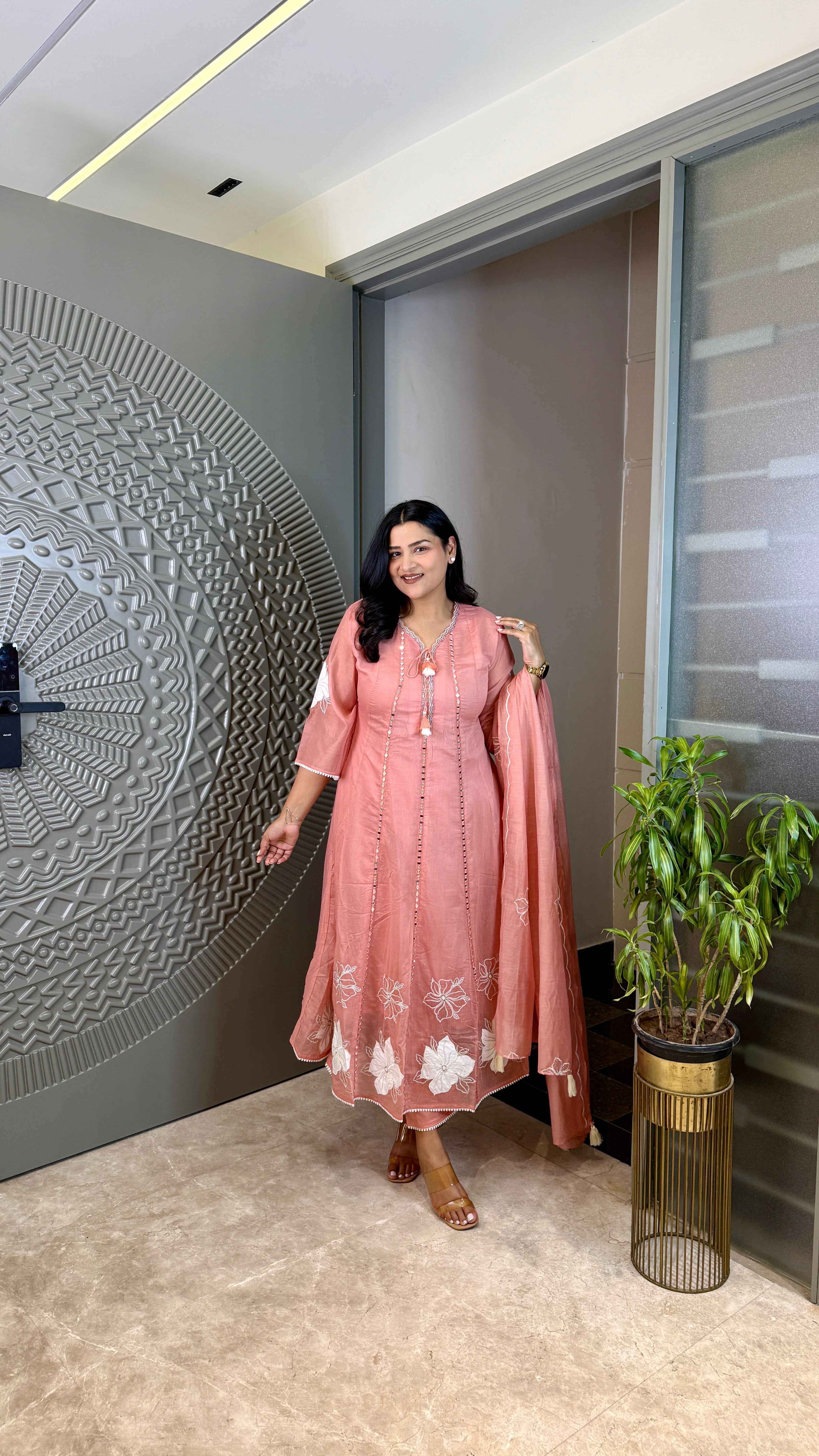 Soft Pink Anarkali Suit Set shrisa.in