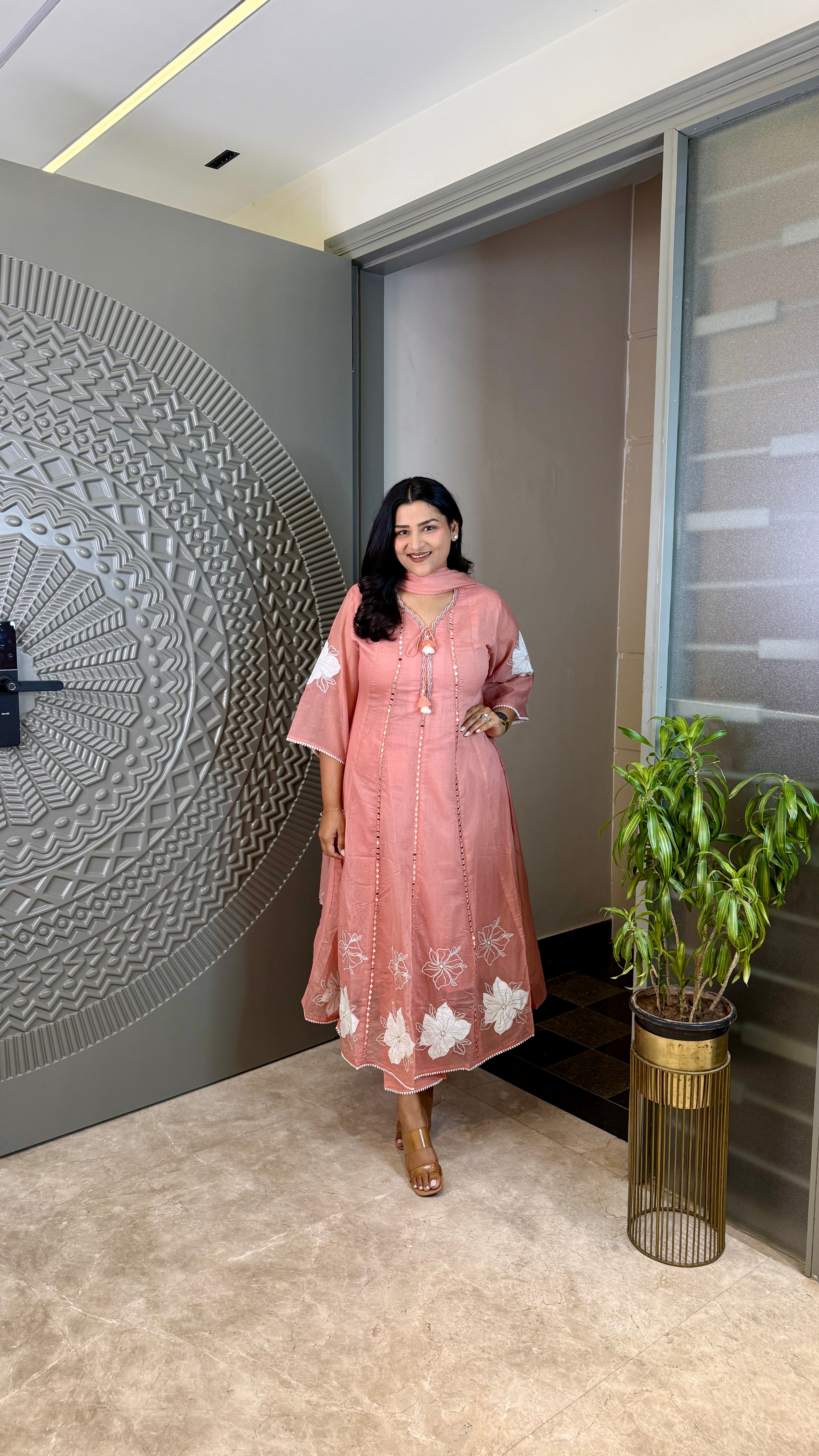 Soft Pink Anarkali Suit Set shrisa.in