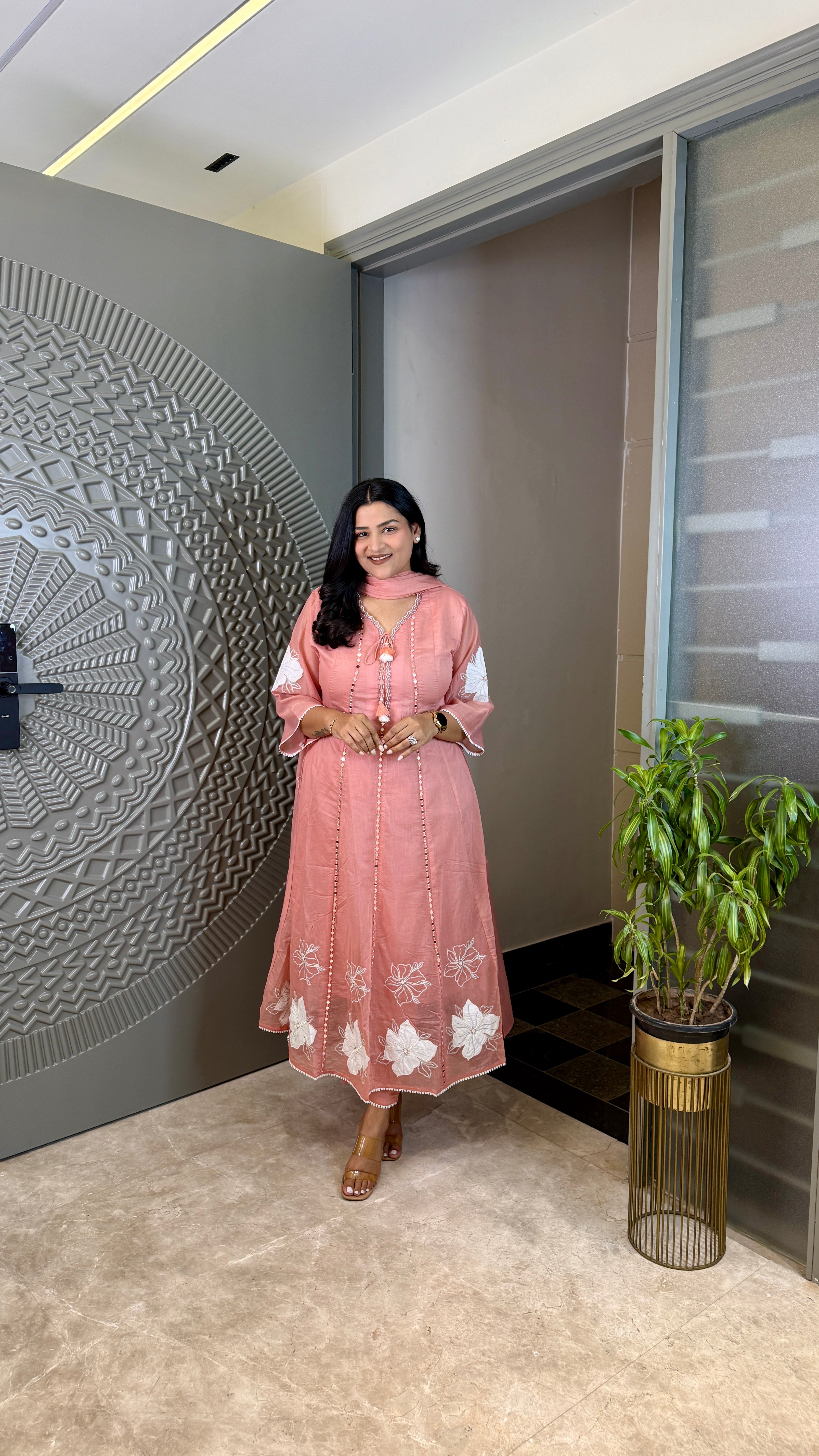 Soft Pink Anarkali Suit Set shrisa.in