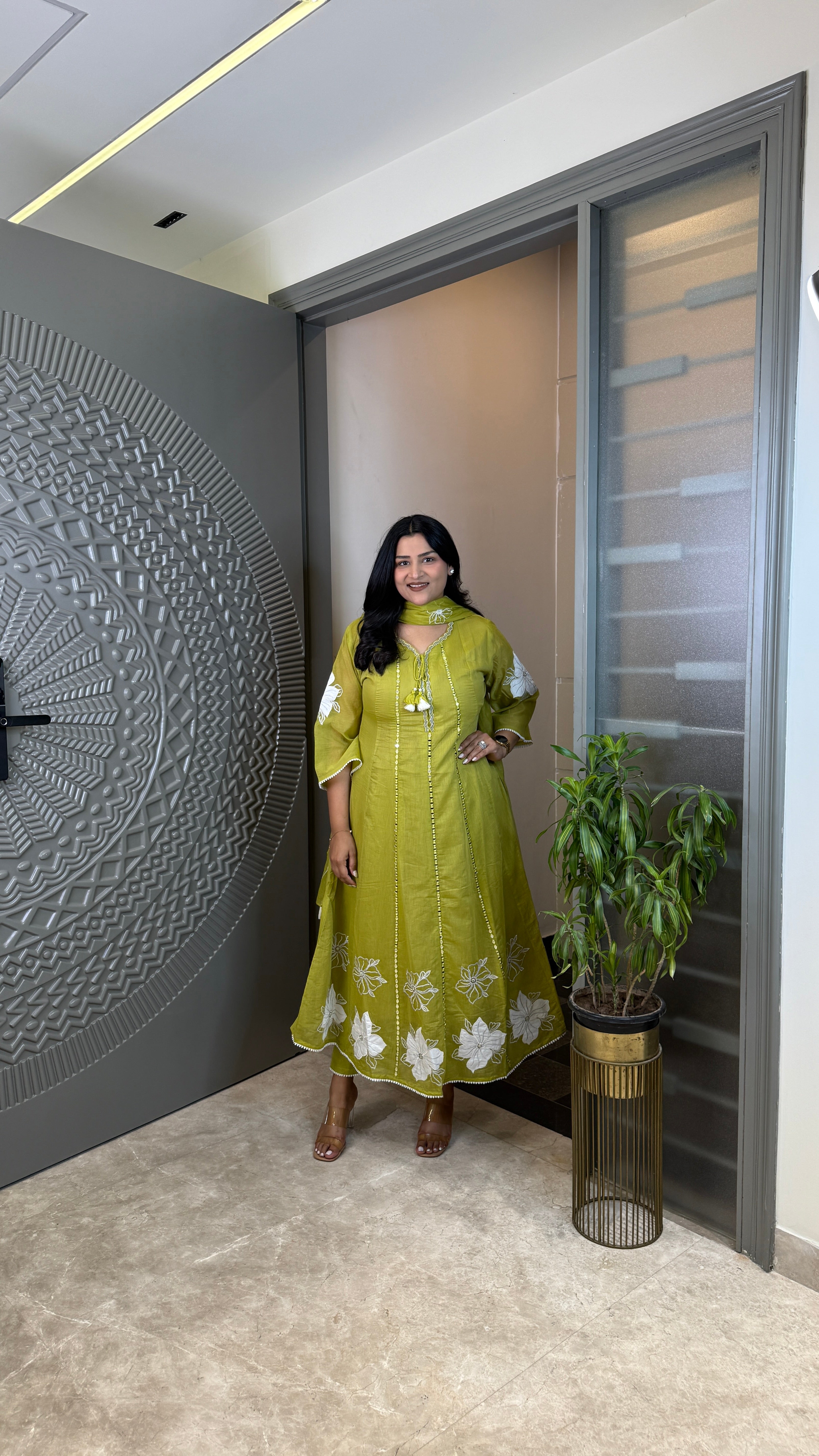 Lemon Anarkali Suit Set shrisa.in