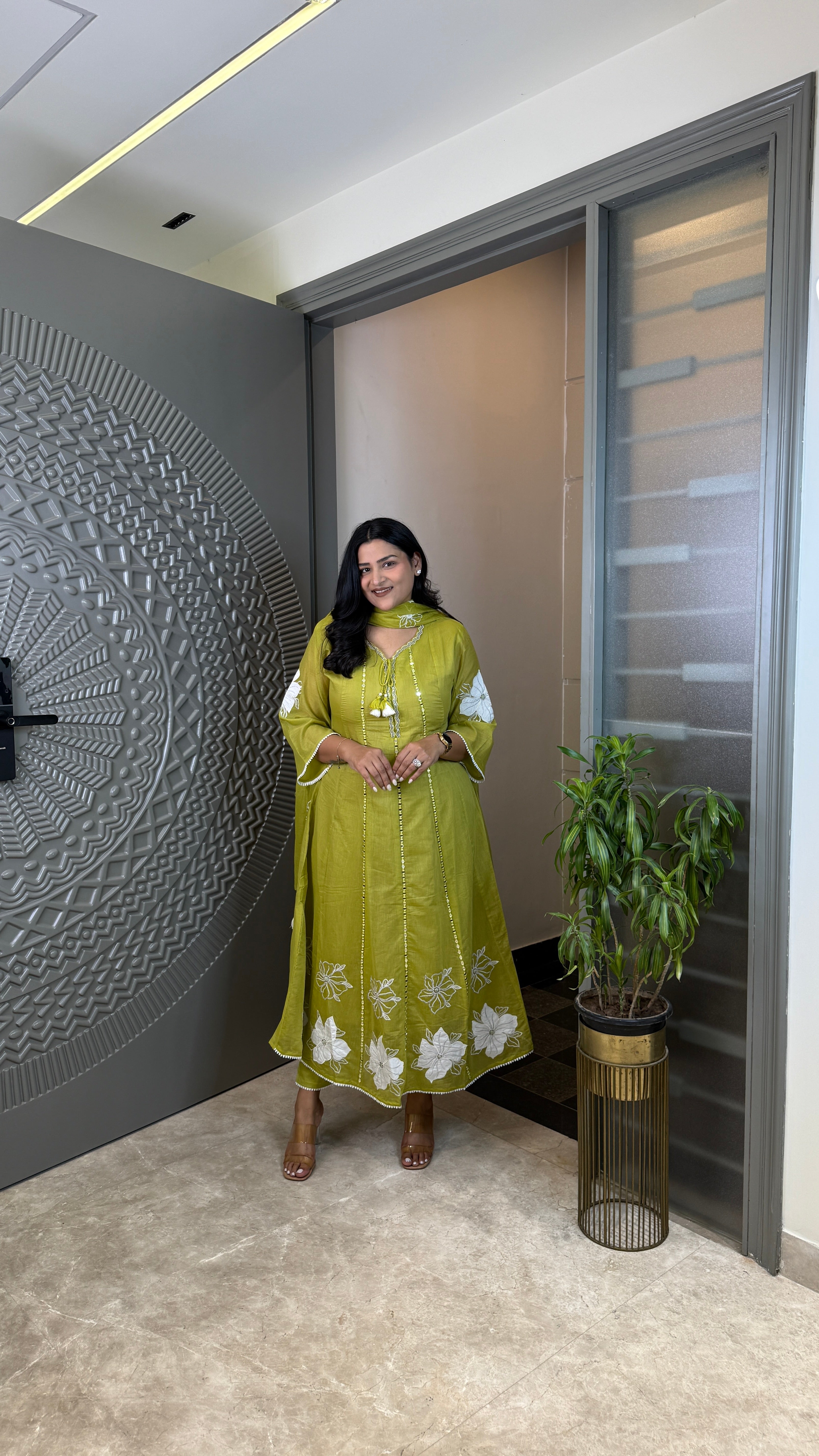 Lemon Anarkali Suit Set shrisa.in