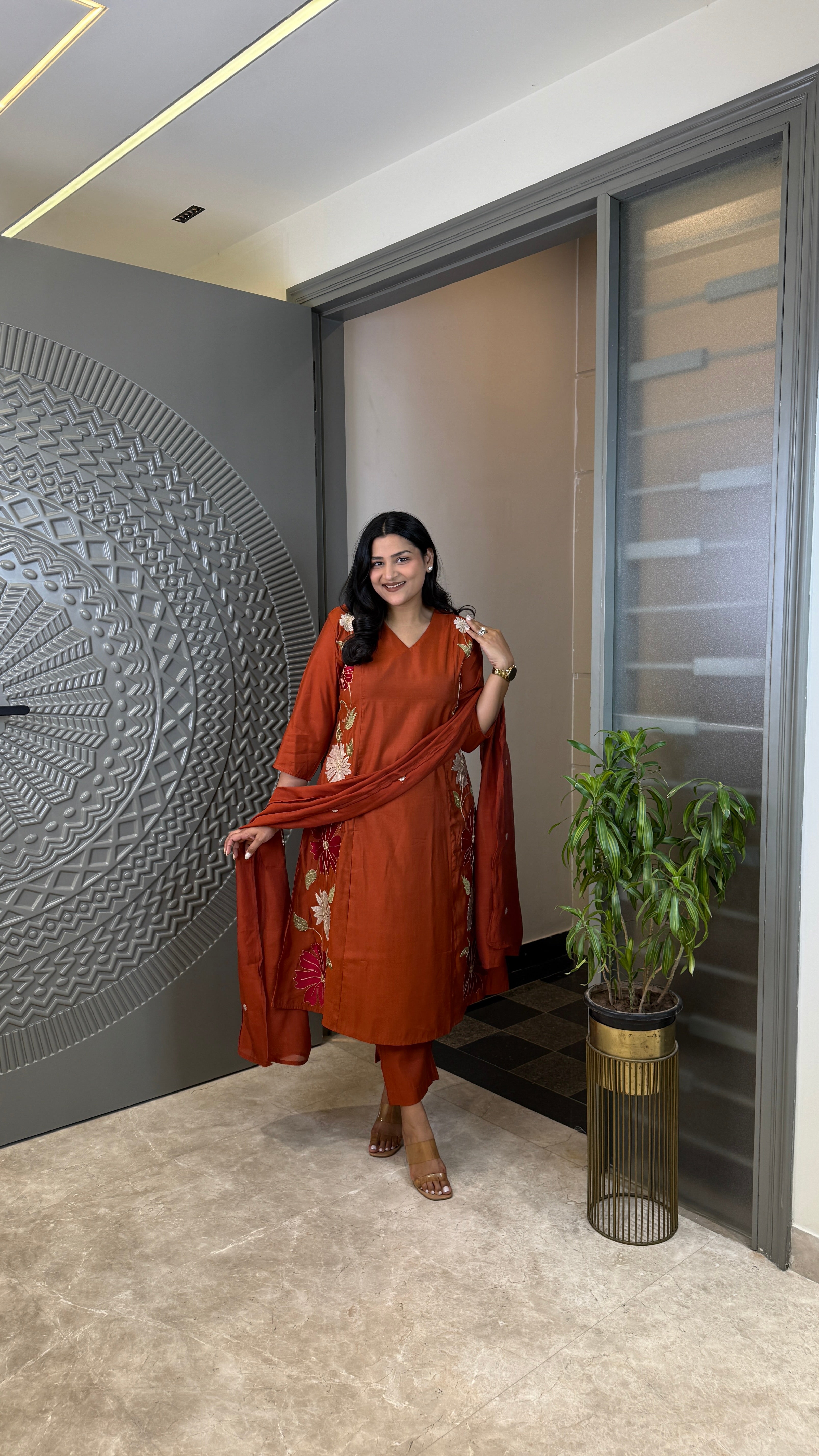 Rozi Rust Suit Set shrisa.in
