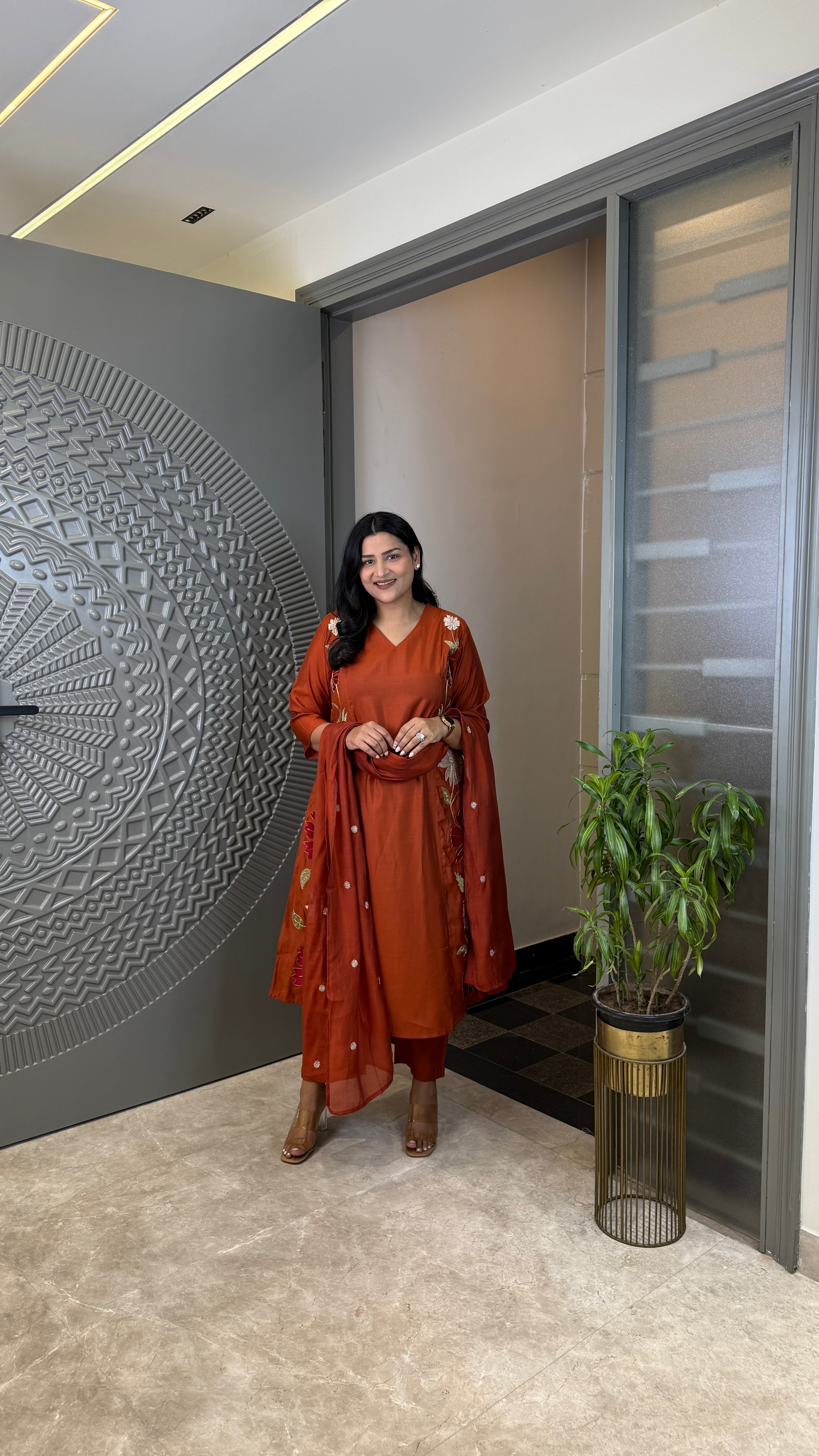 Rozi Rust Suit Set shrisa.in