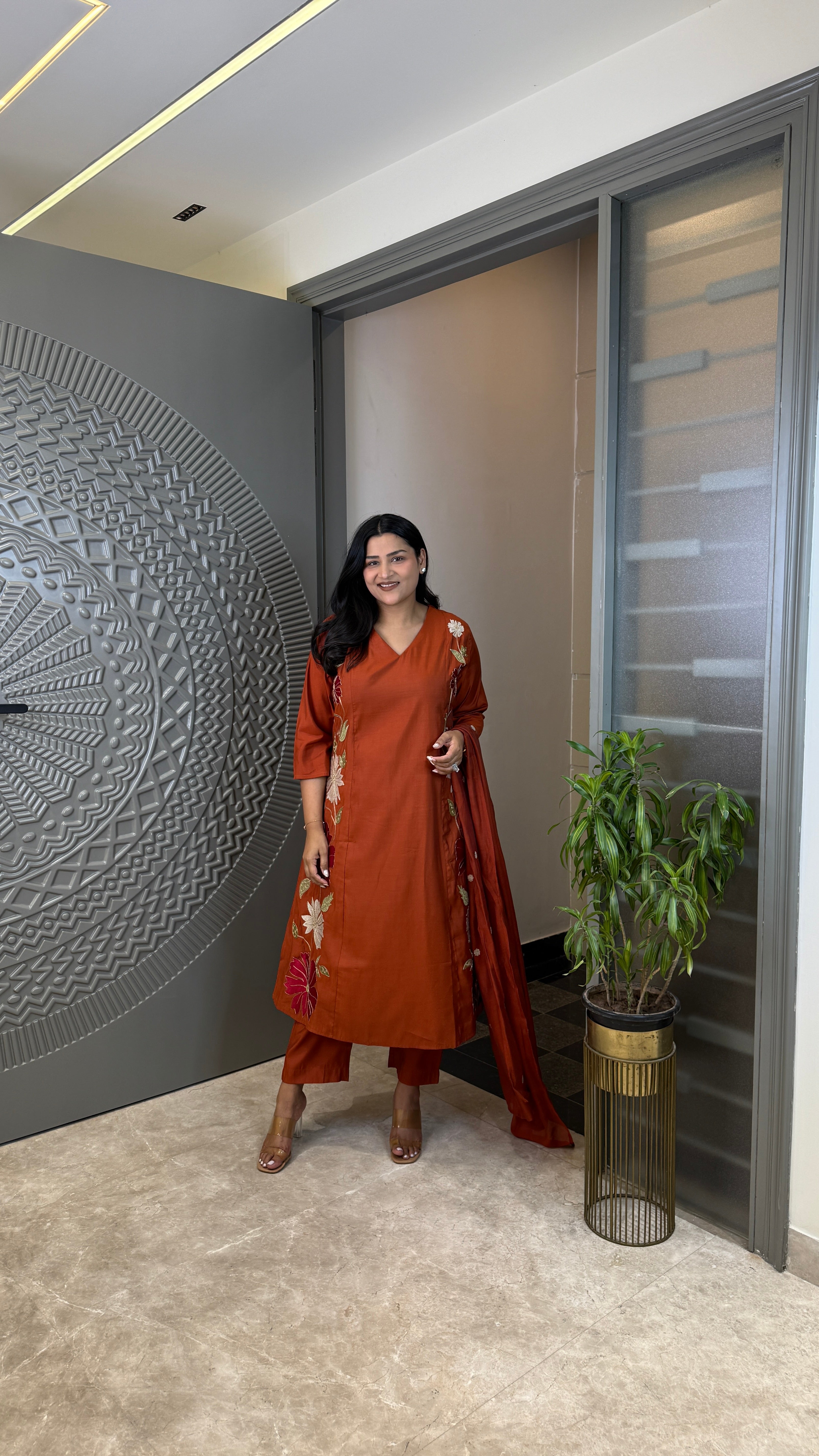 Rozi Rust Suit Set shrisa.in