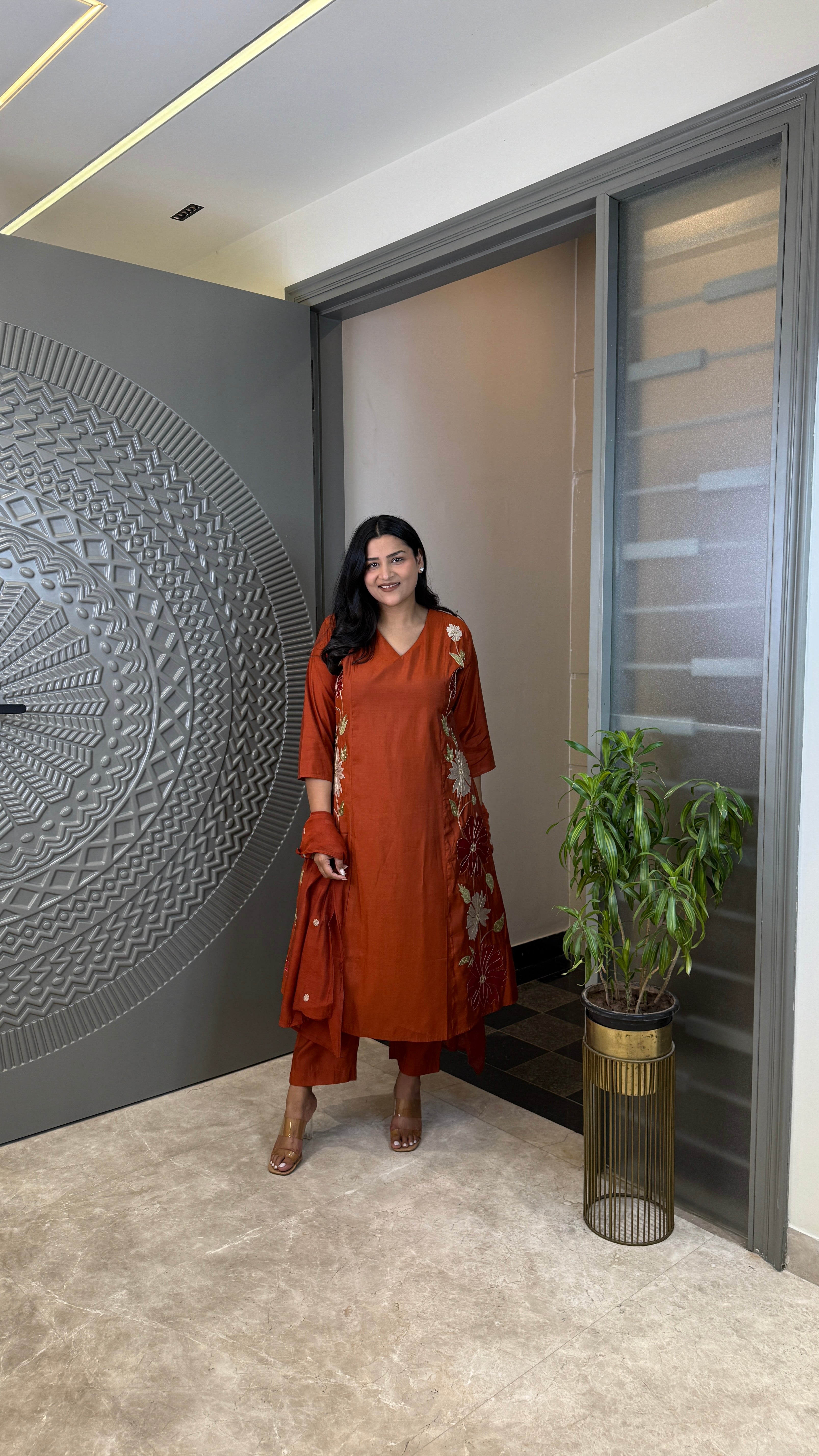 Rozi Rust Suit Set shrisa.in