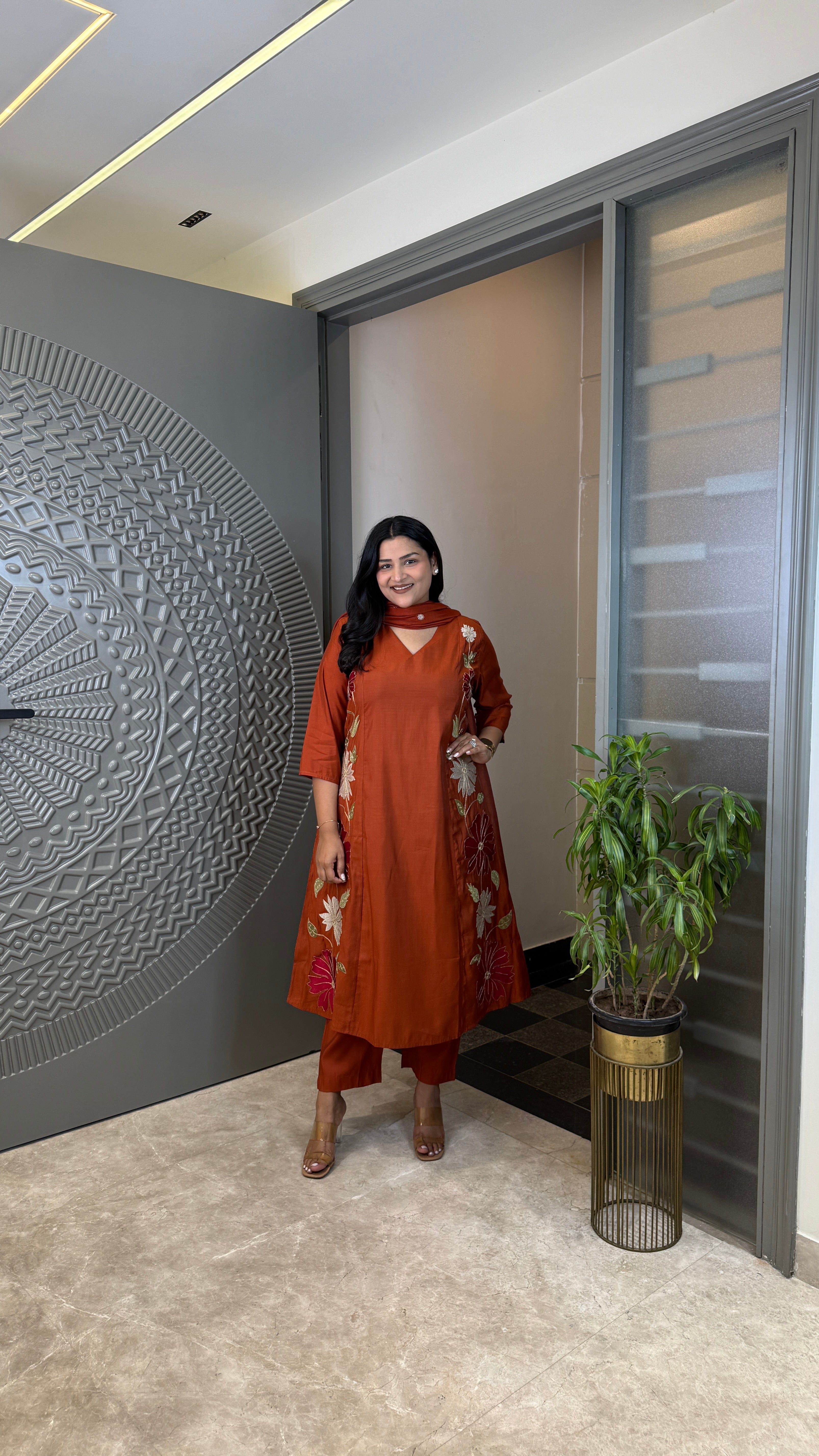 Rozi Rust Suit Set shrisa.in