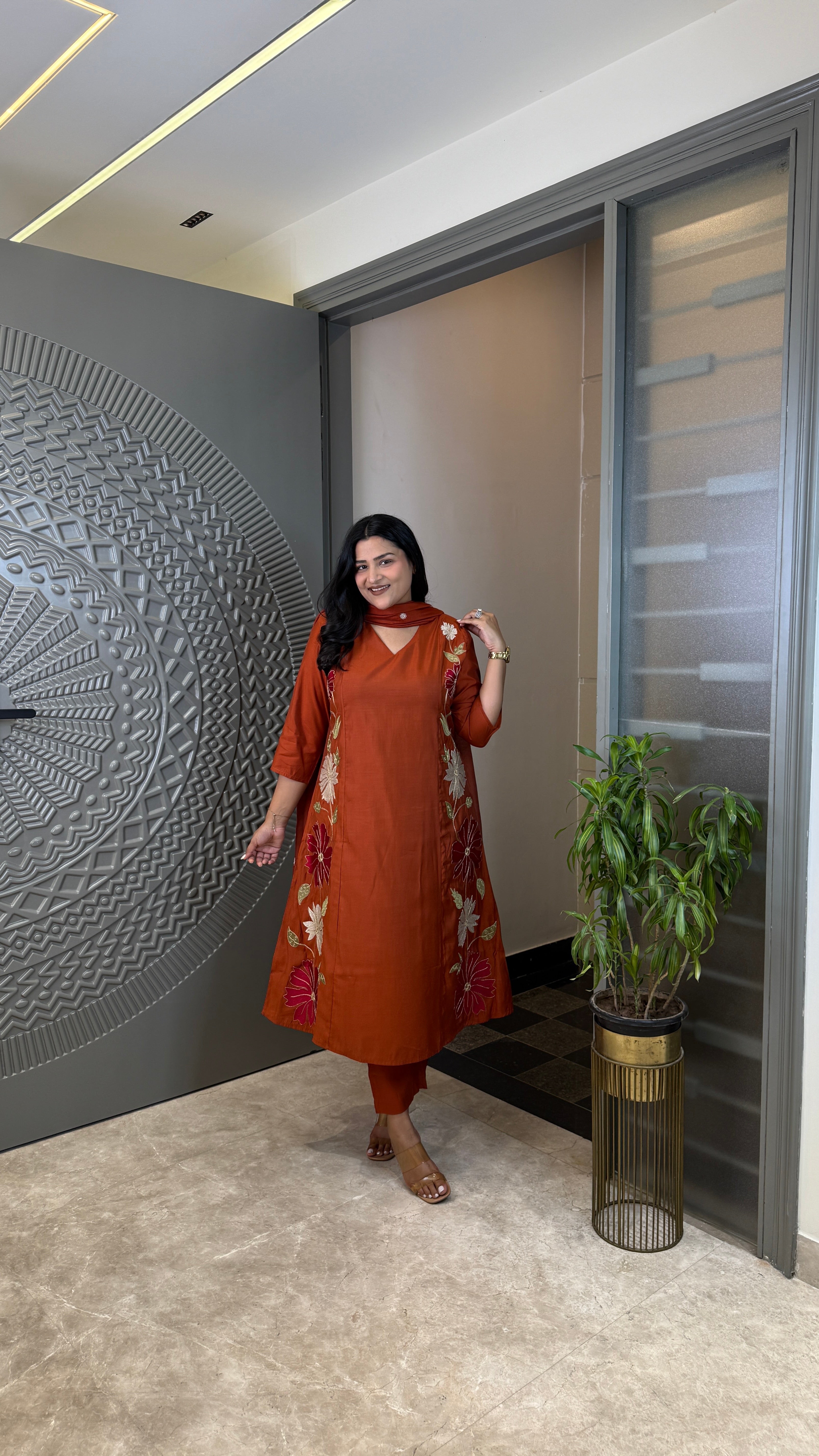 Rozi Rust Suit Set shrisa.in