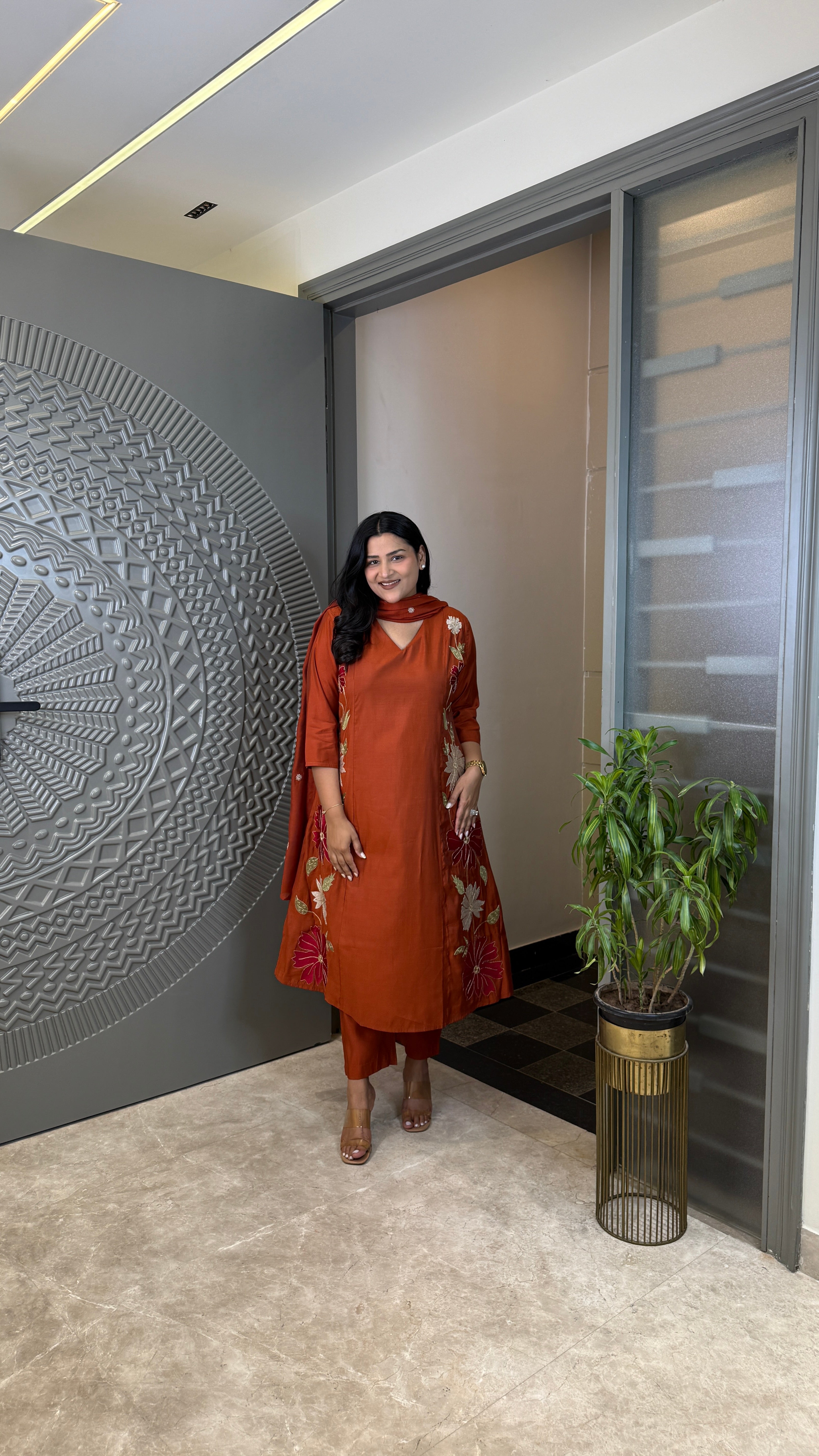 Rozi Rust Suit Set shrisa.in
