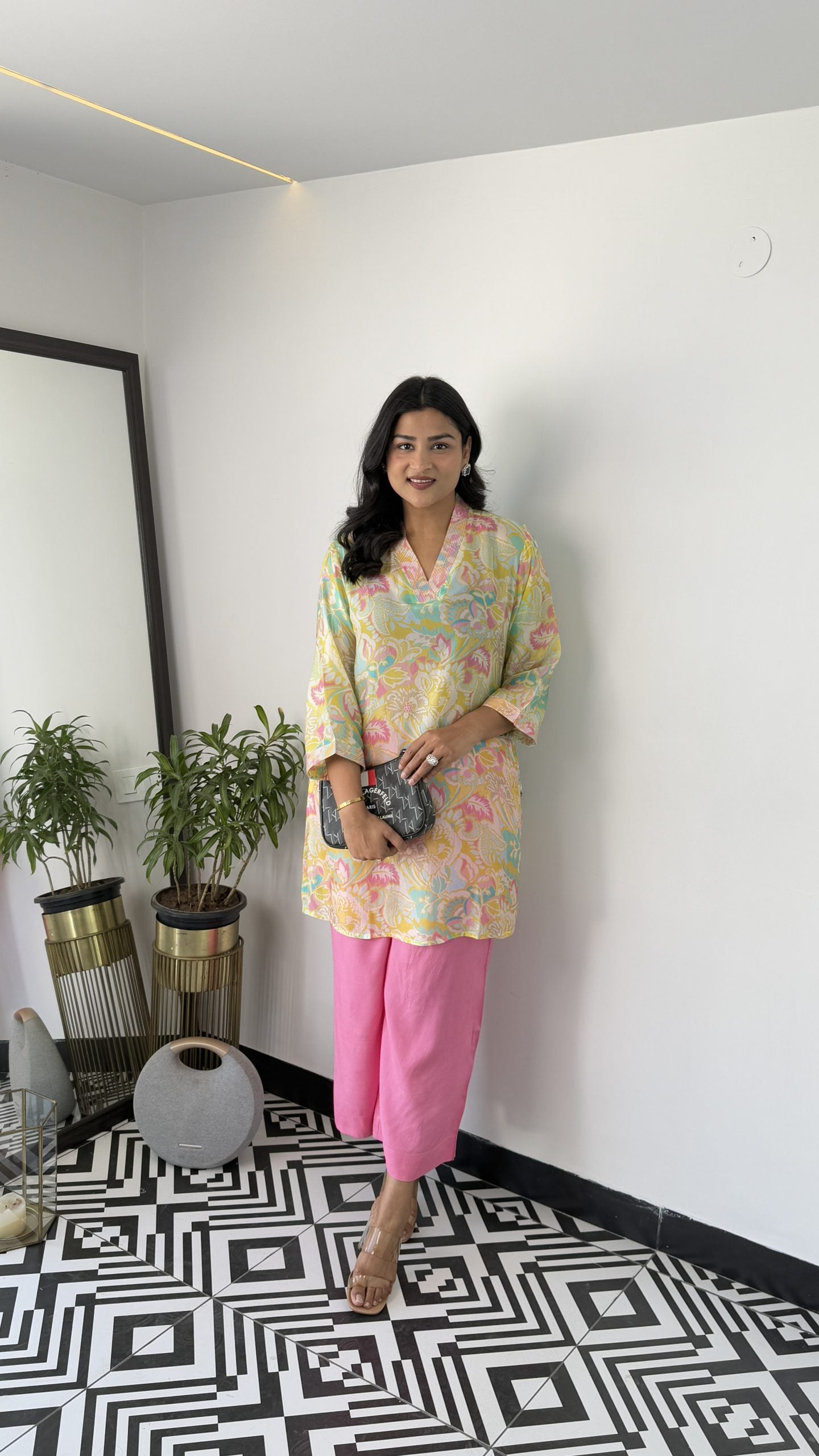 Melange Yellow Floral Cord Set