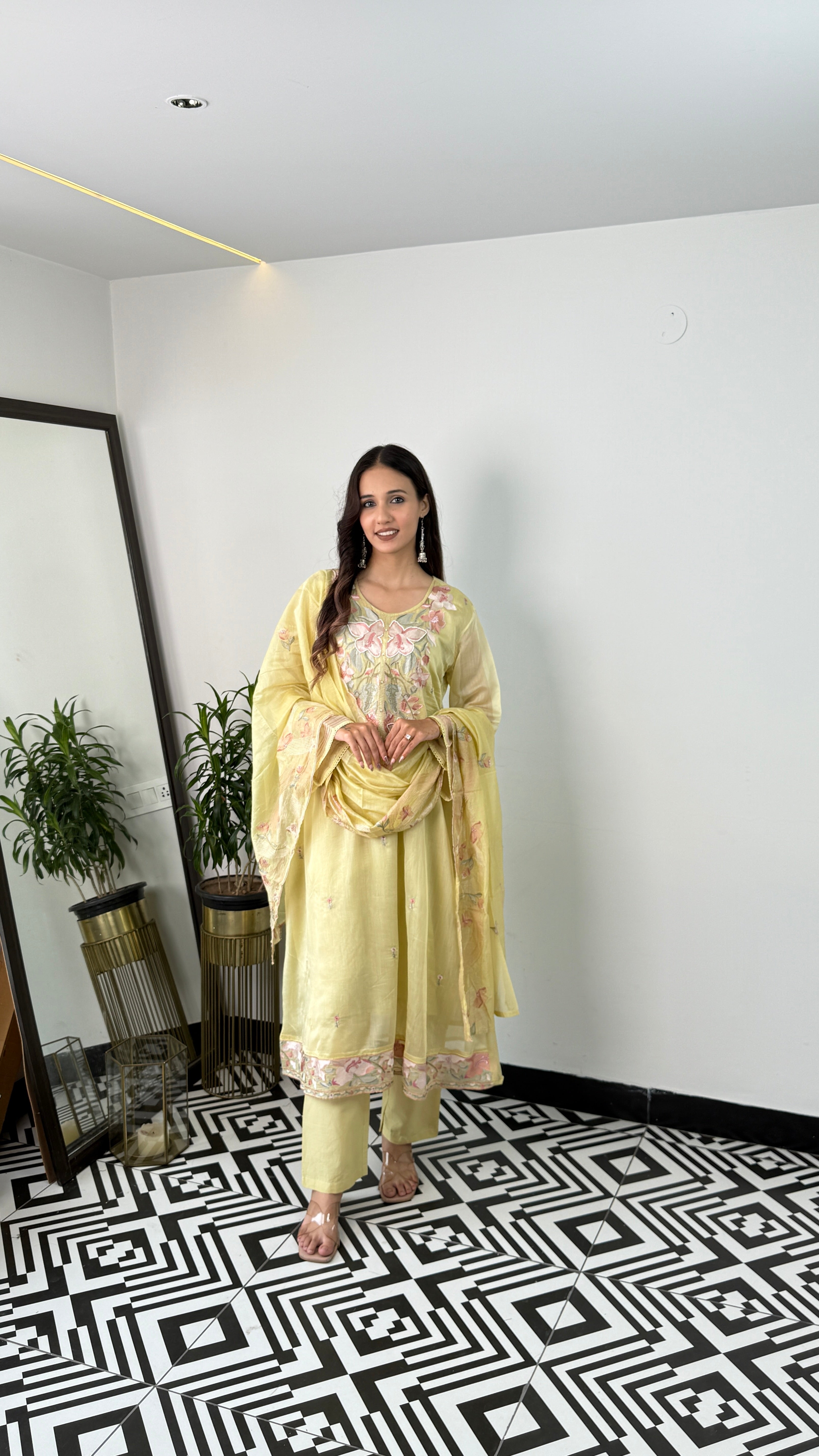 Lemon Threadwork Suit Set