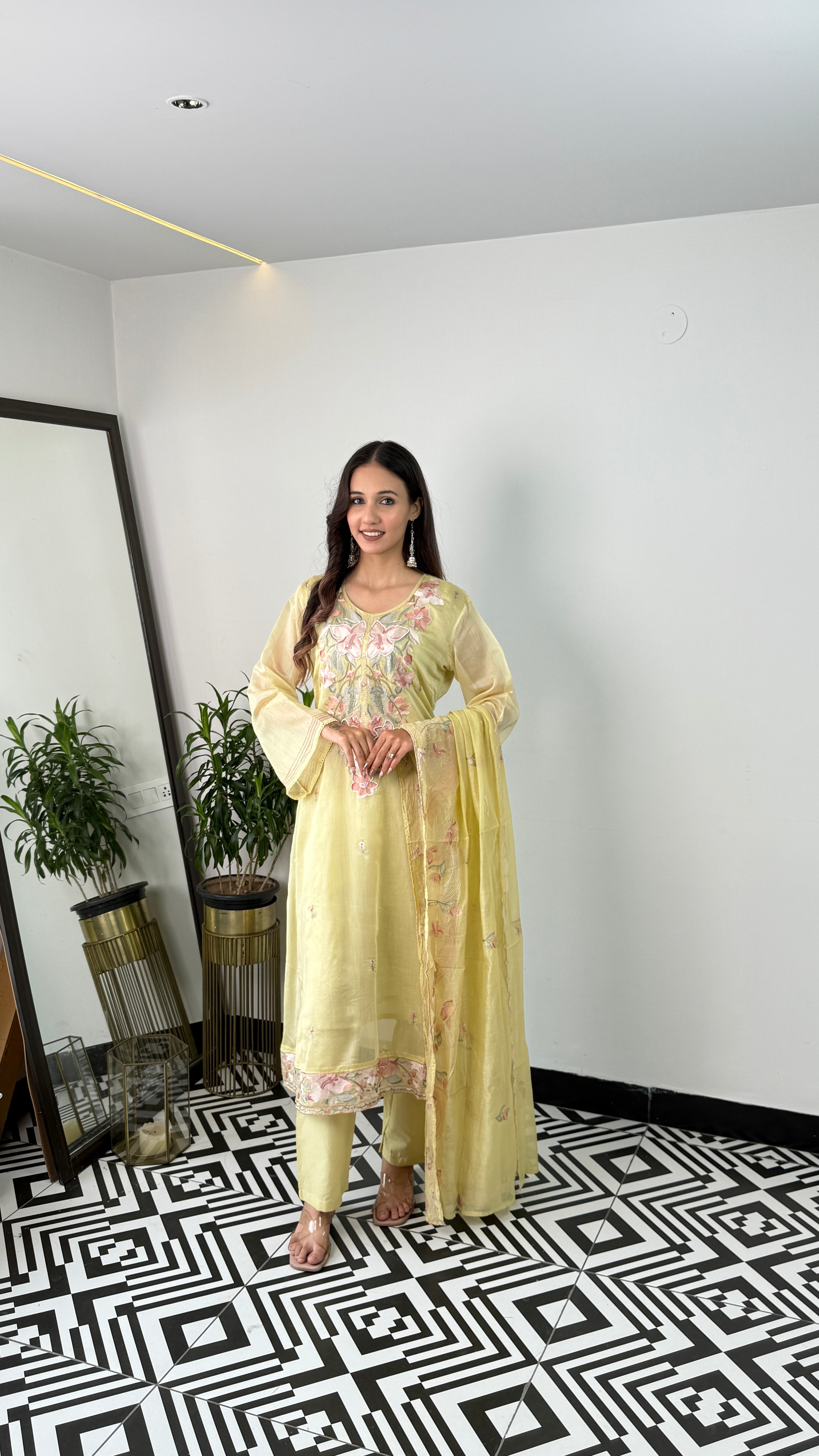 Lemon Threadwork Suit Set