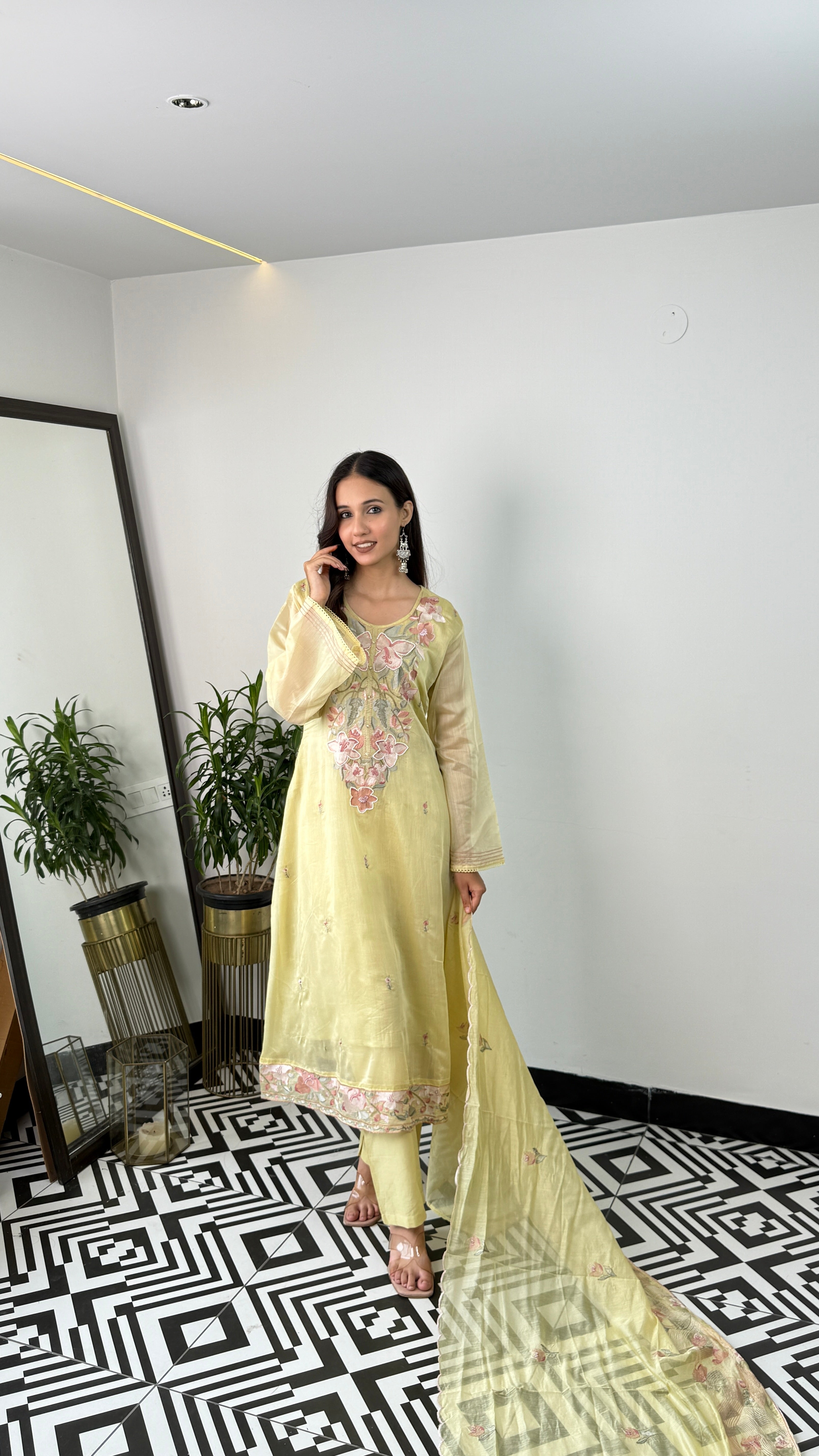 Lemon Threadwork Suit Set