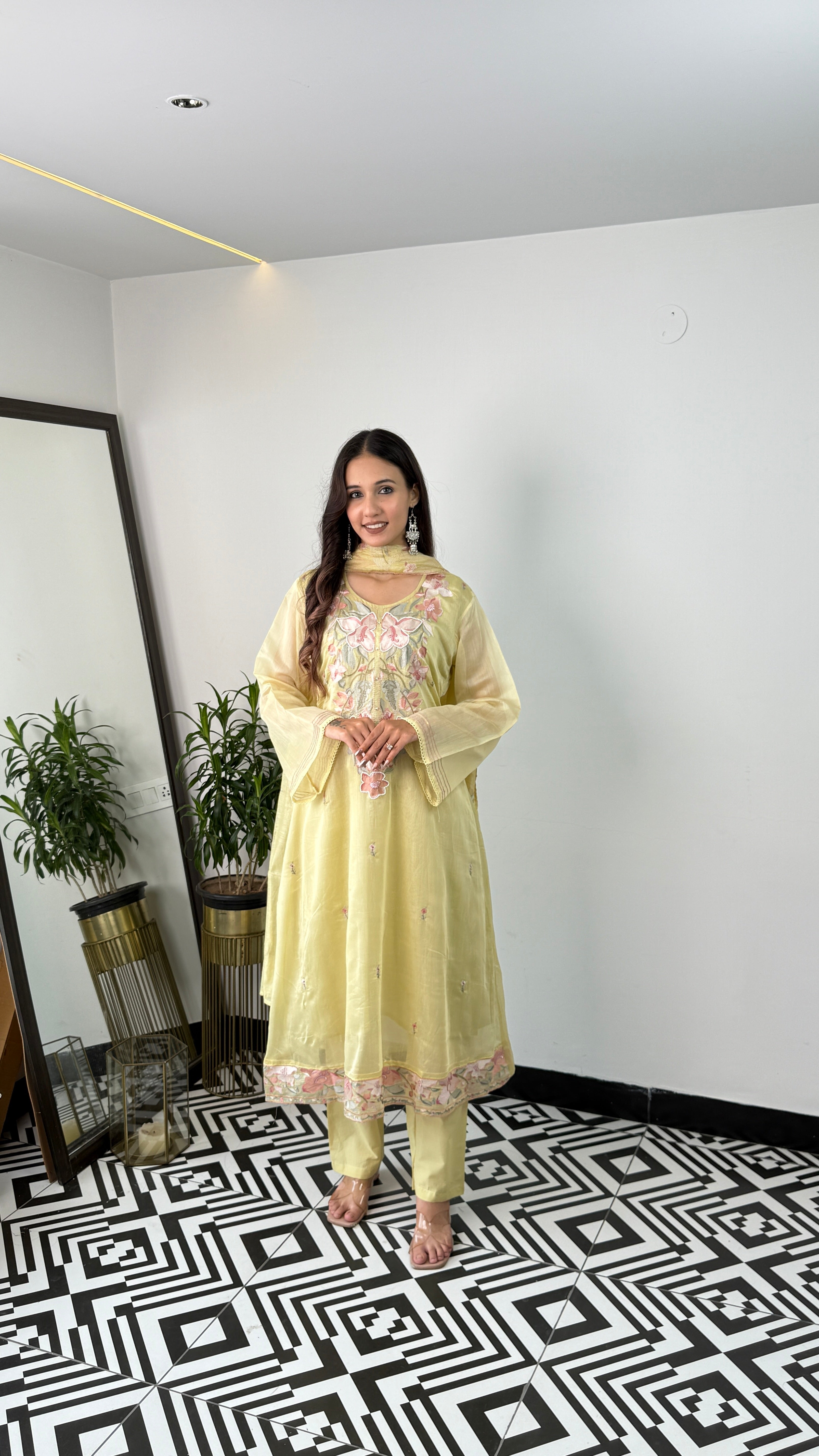 Lemon Threadwork Suit Set