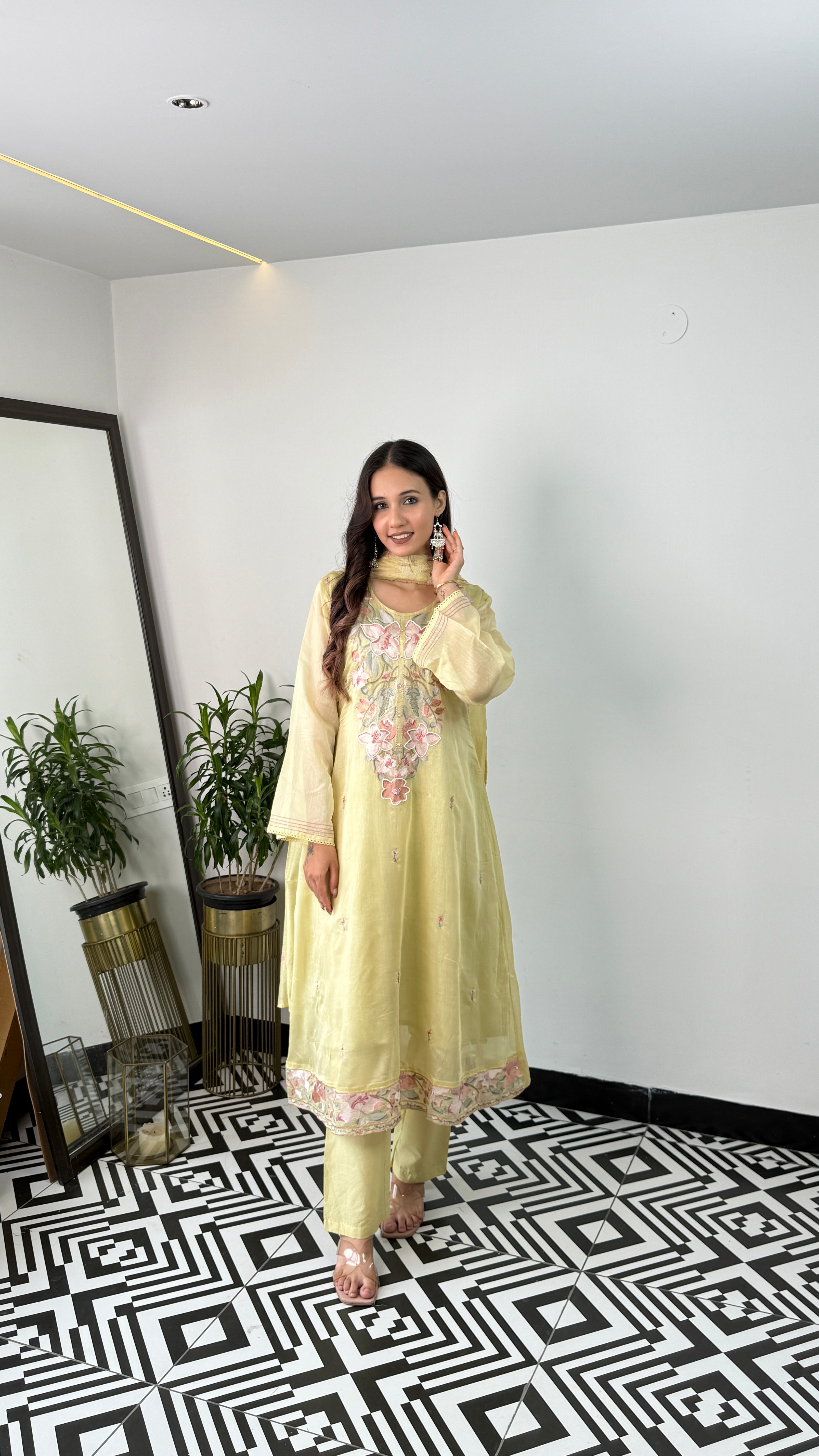 Lemon Threadwork Suit Set