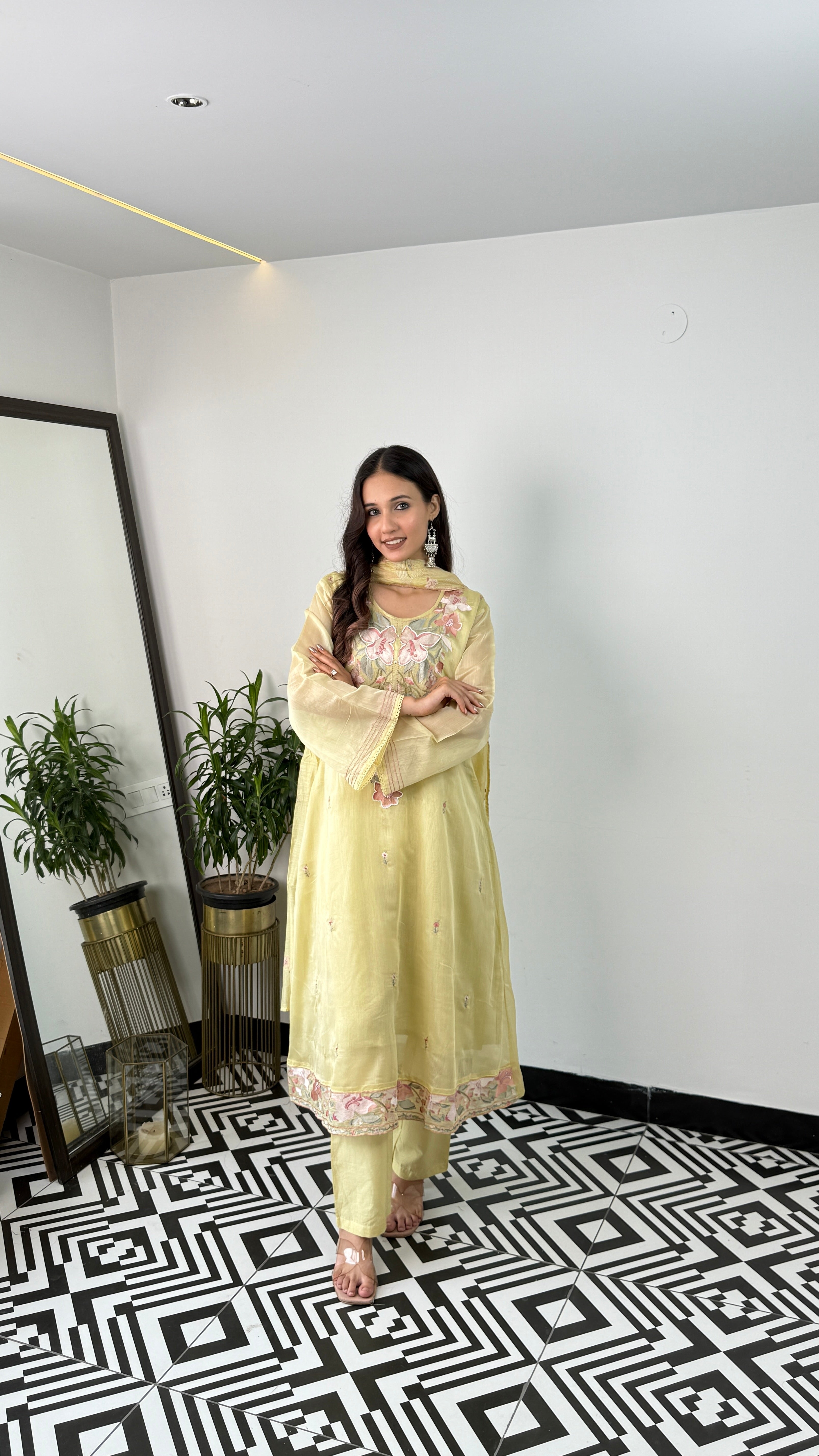 Lemon Threadwork Suit Set