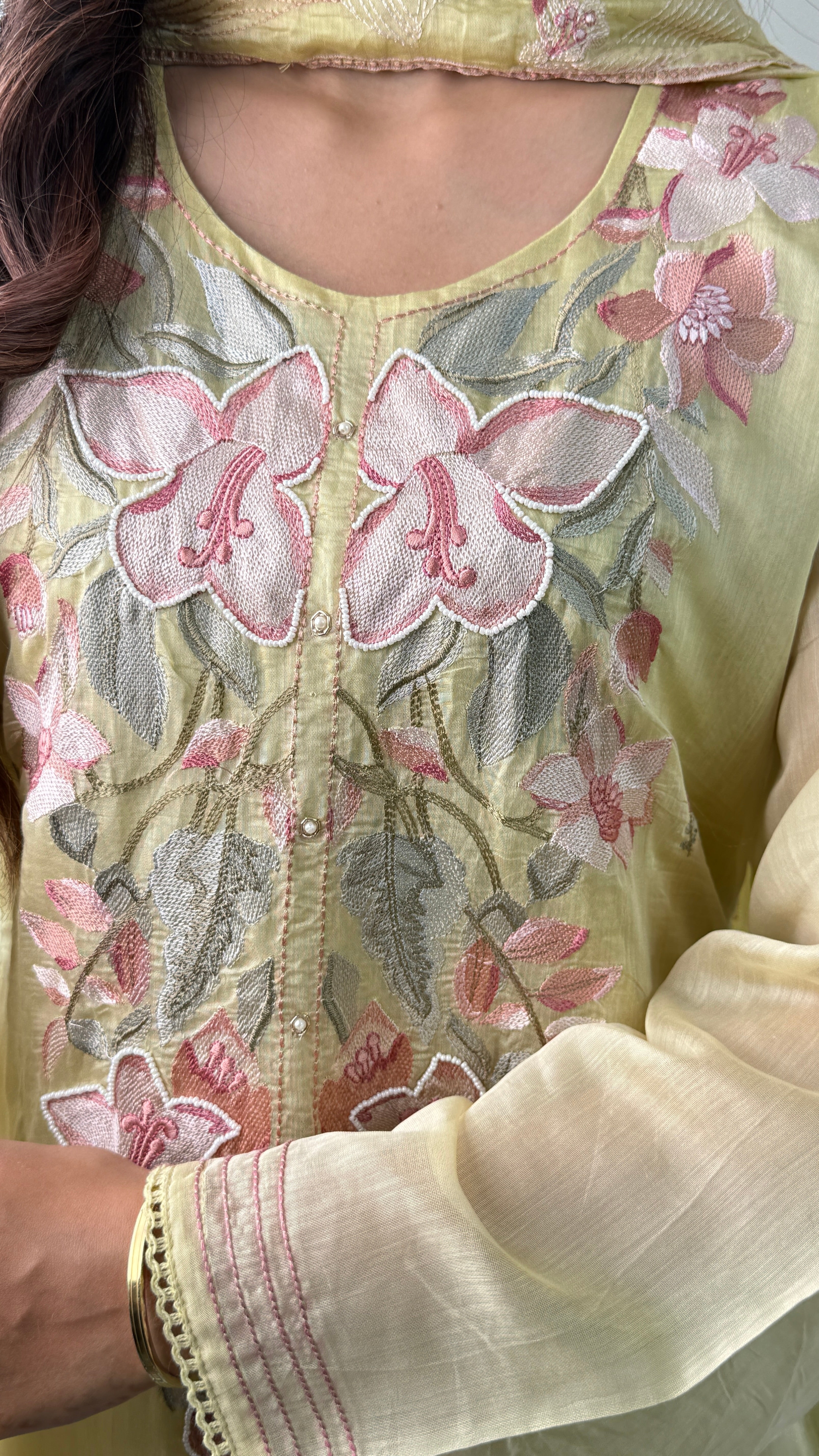 Lemon Threadwork Suit Set