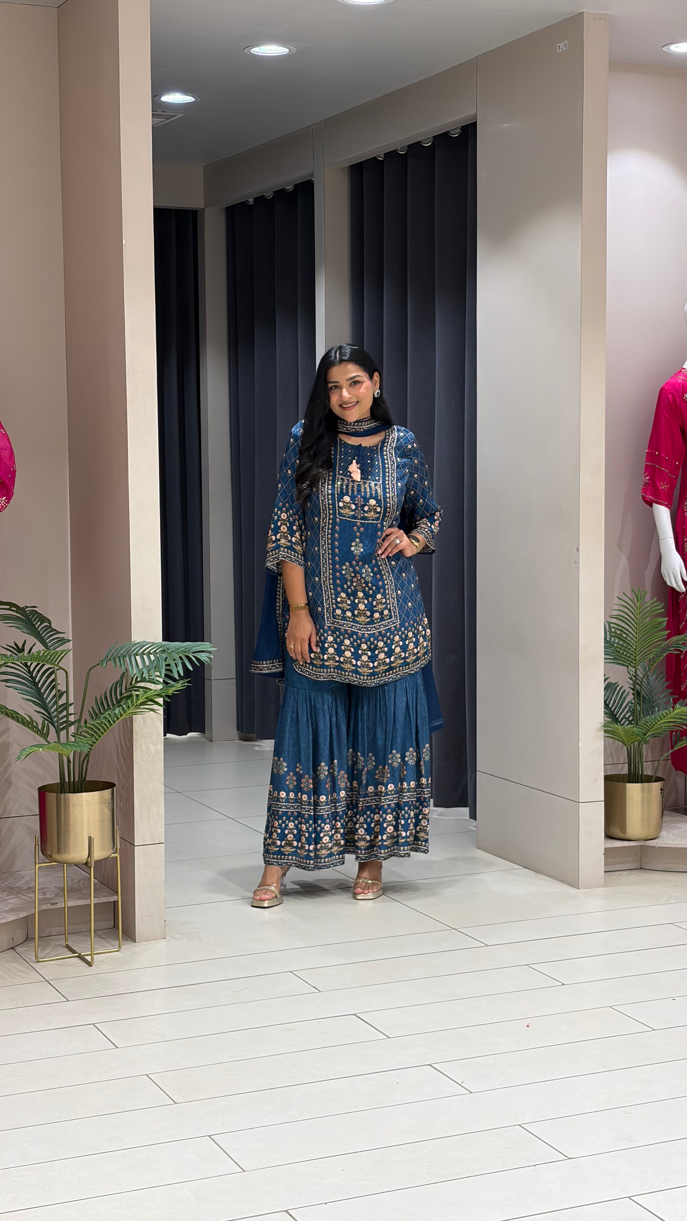 Midnight Blue Sharara Set shrisa.in