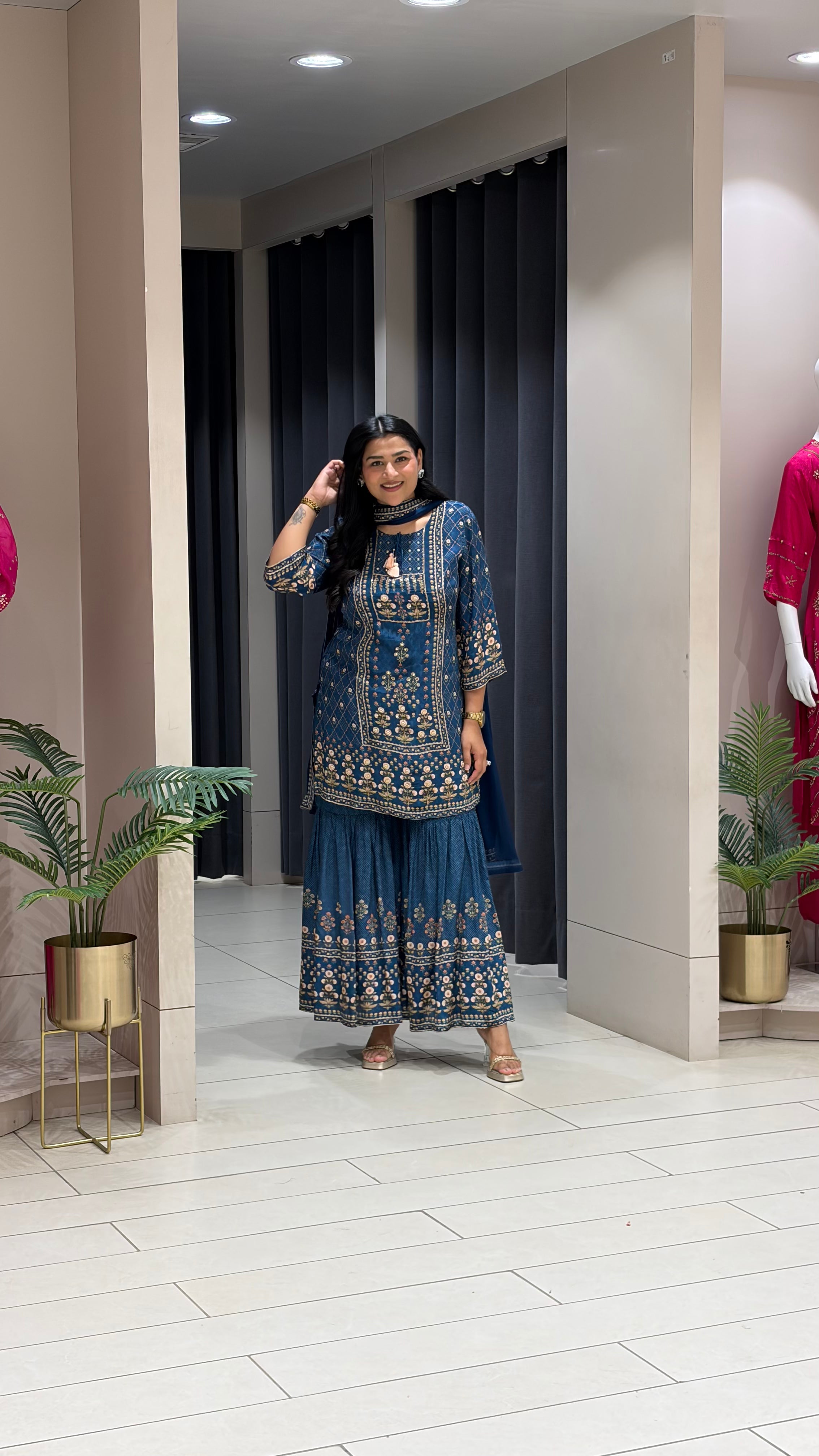 Midnight Blue Sharara Set shrisa.in