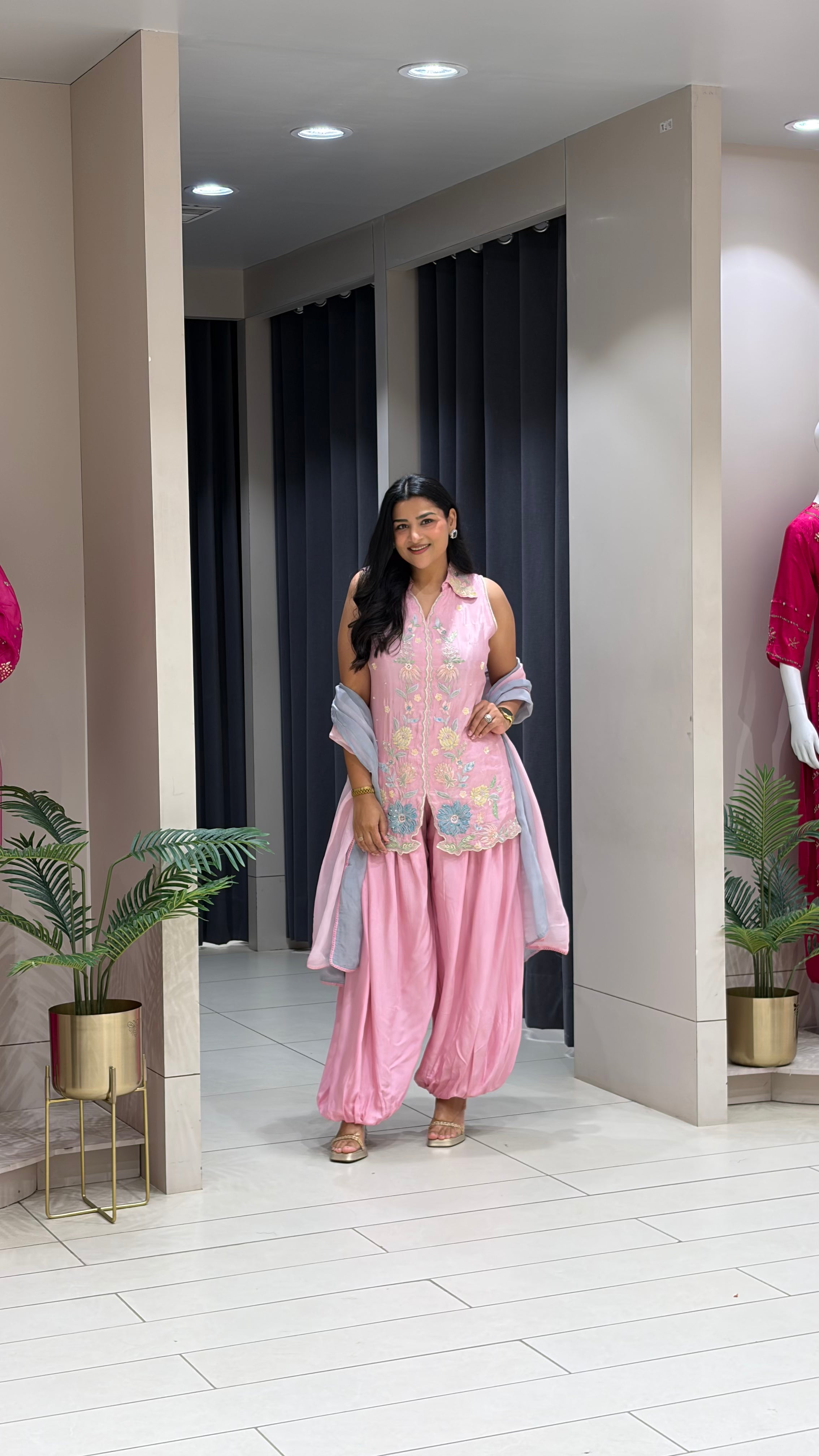 Baby Pink Cutsleeve Suit shrisa.in