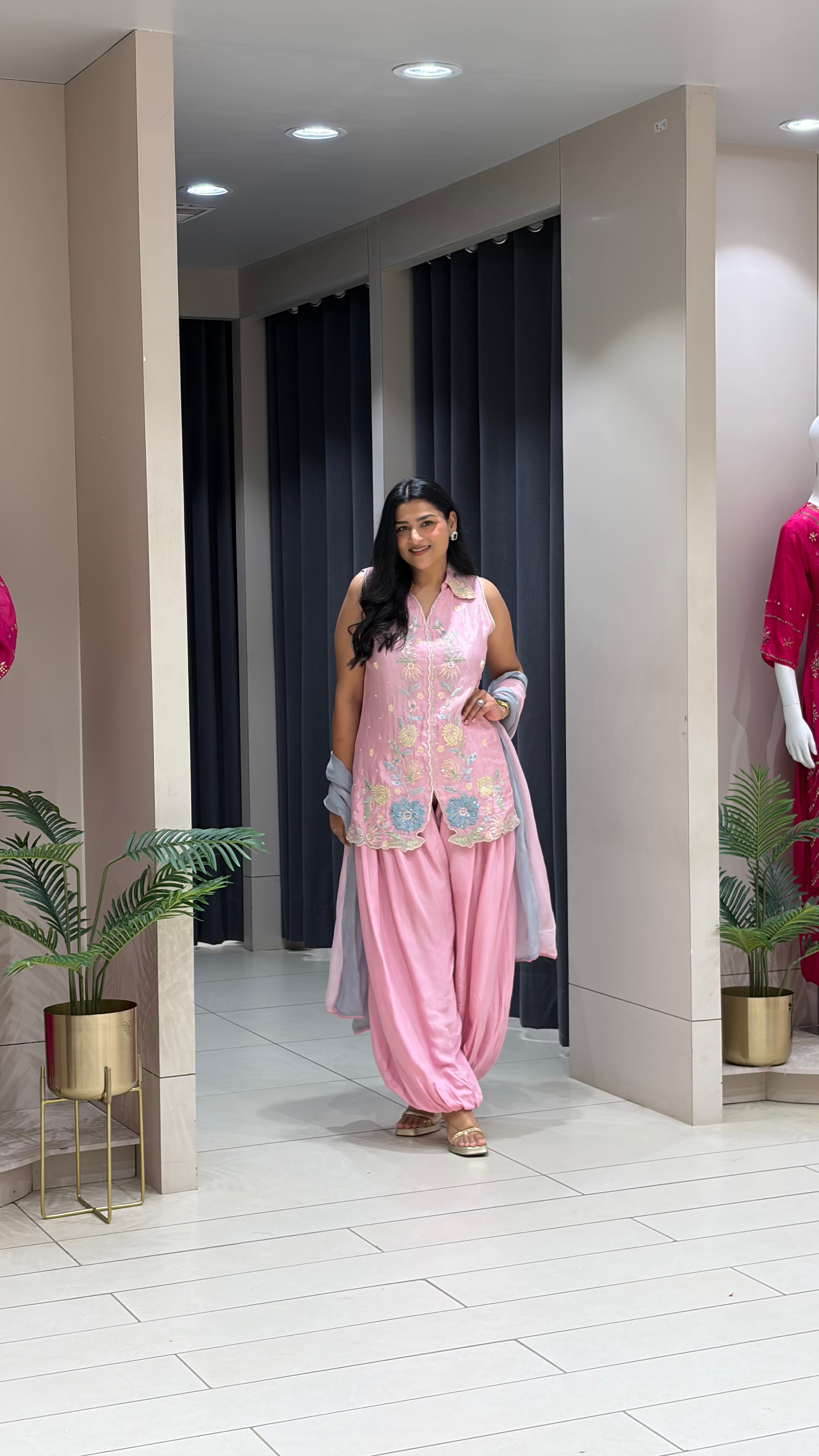 Baby Pink Cutsleeve Suit shrisa.in