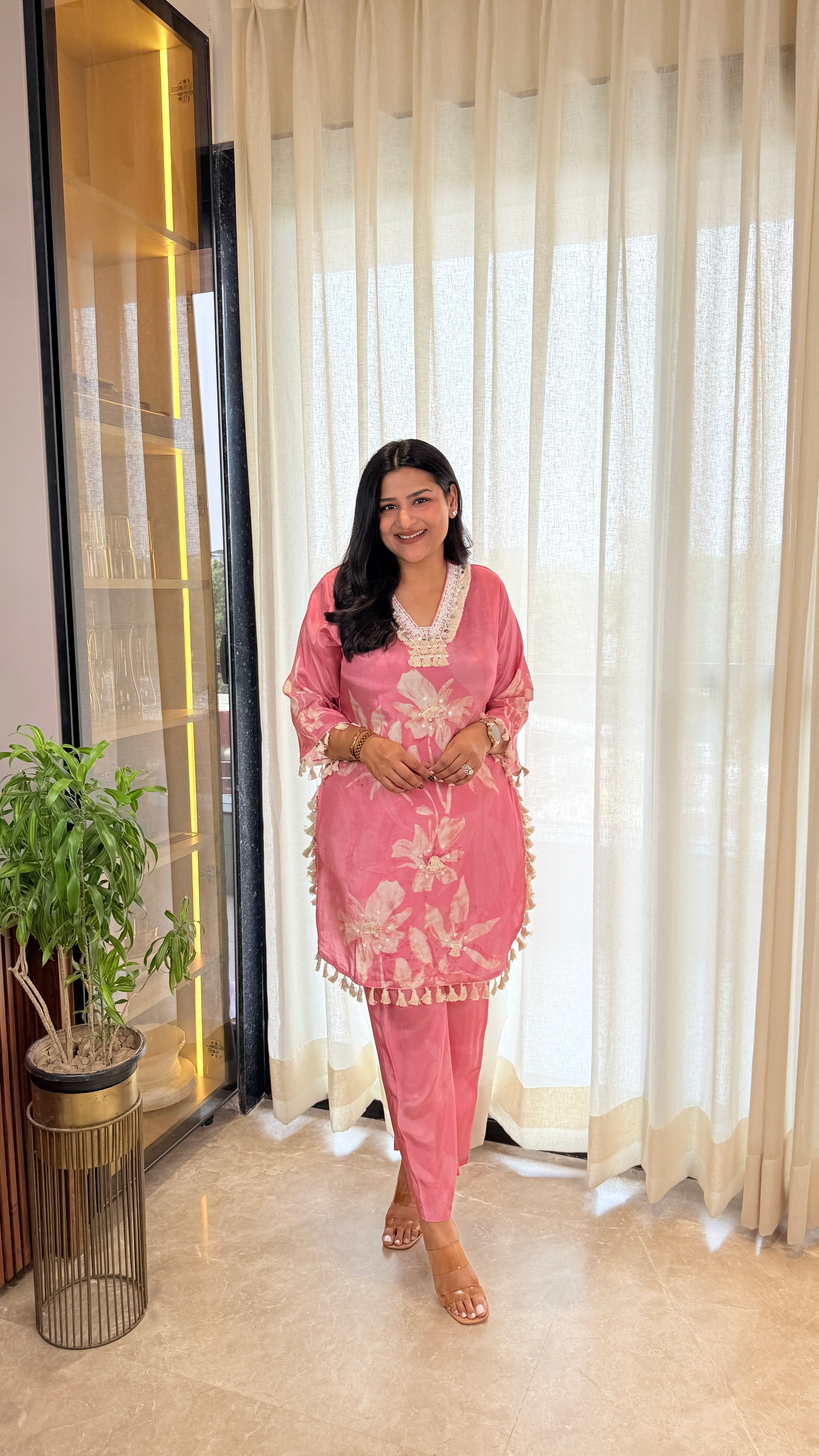 Baby Pink Tulip Pom Pom Cord Set shrisa.in